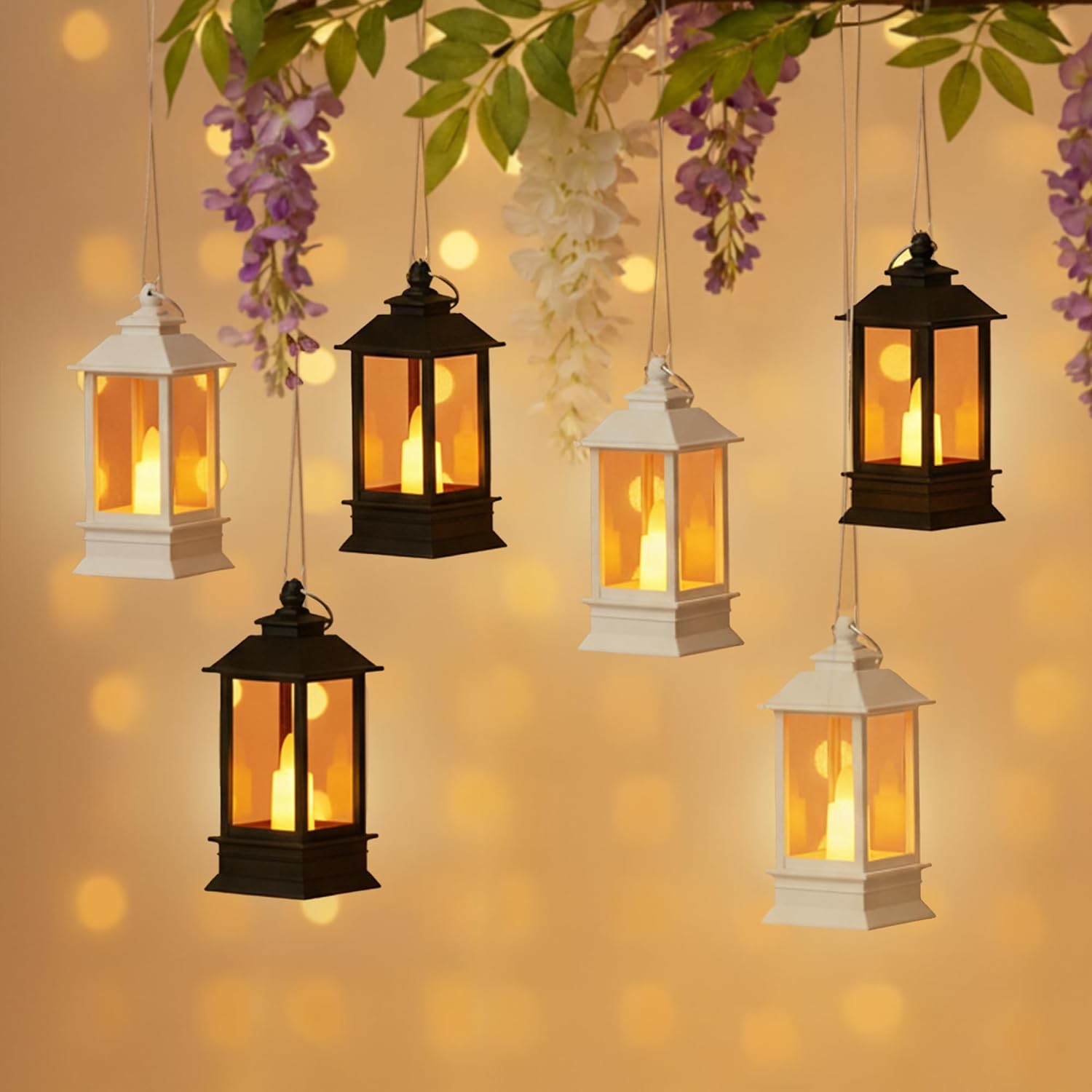 Mini Latern Set of 6 White and Black