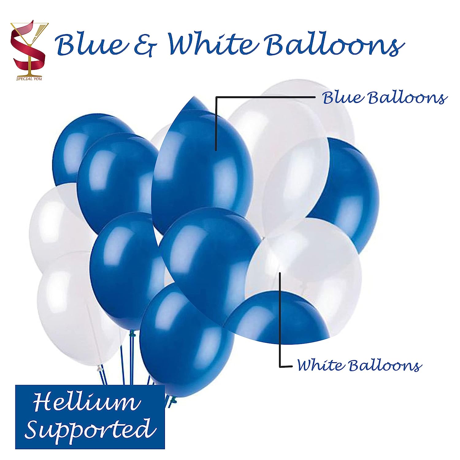 Blue Theme Birthday decoration items with paper flag and fans- 28 Items