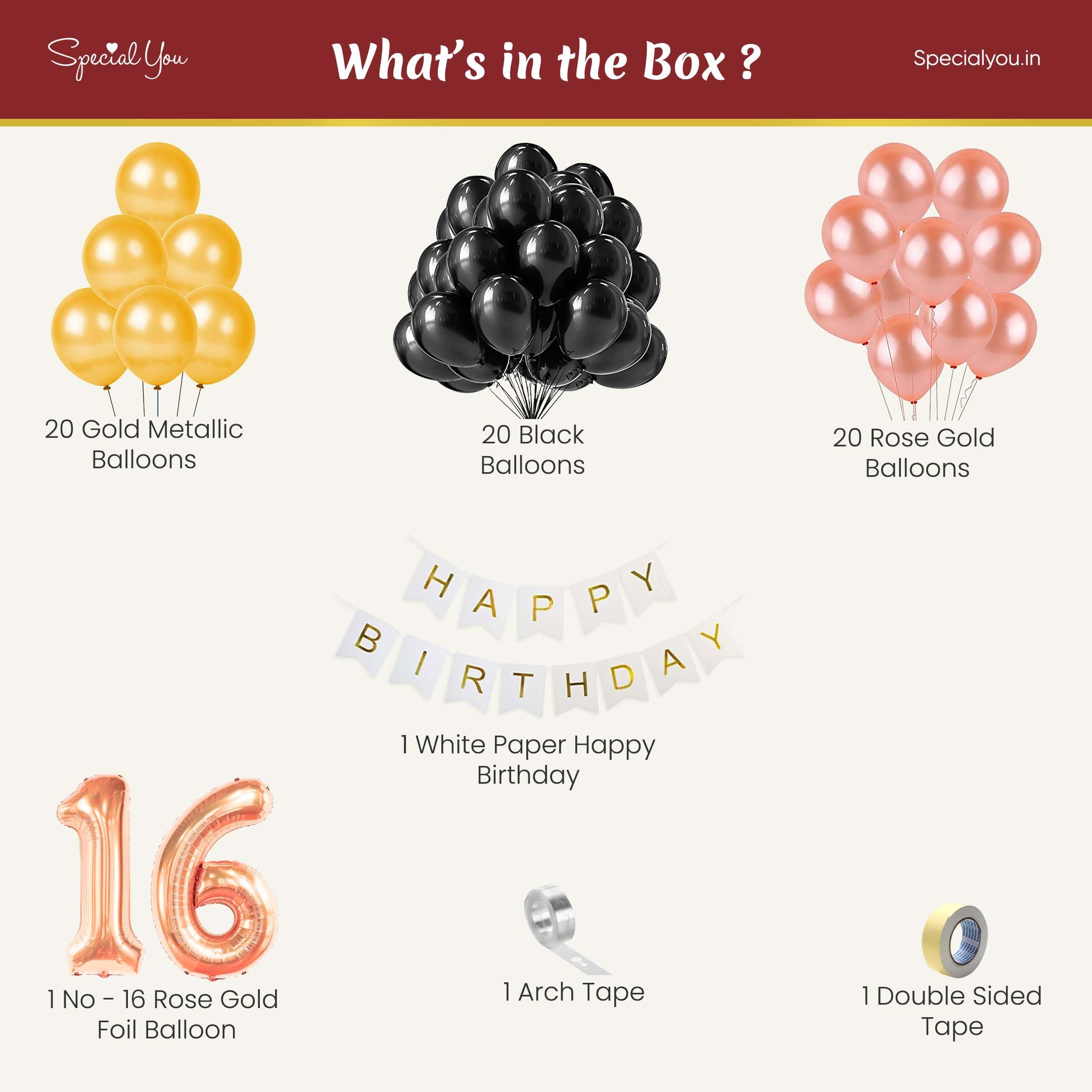 Rose Gold Theme DIY Birthday Decor Kit For 16th Birthday
