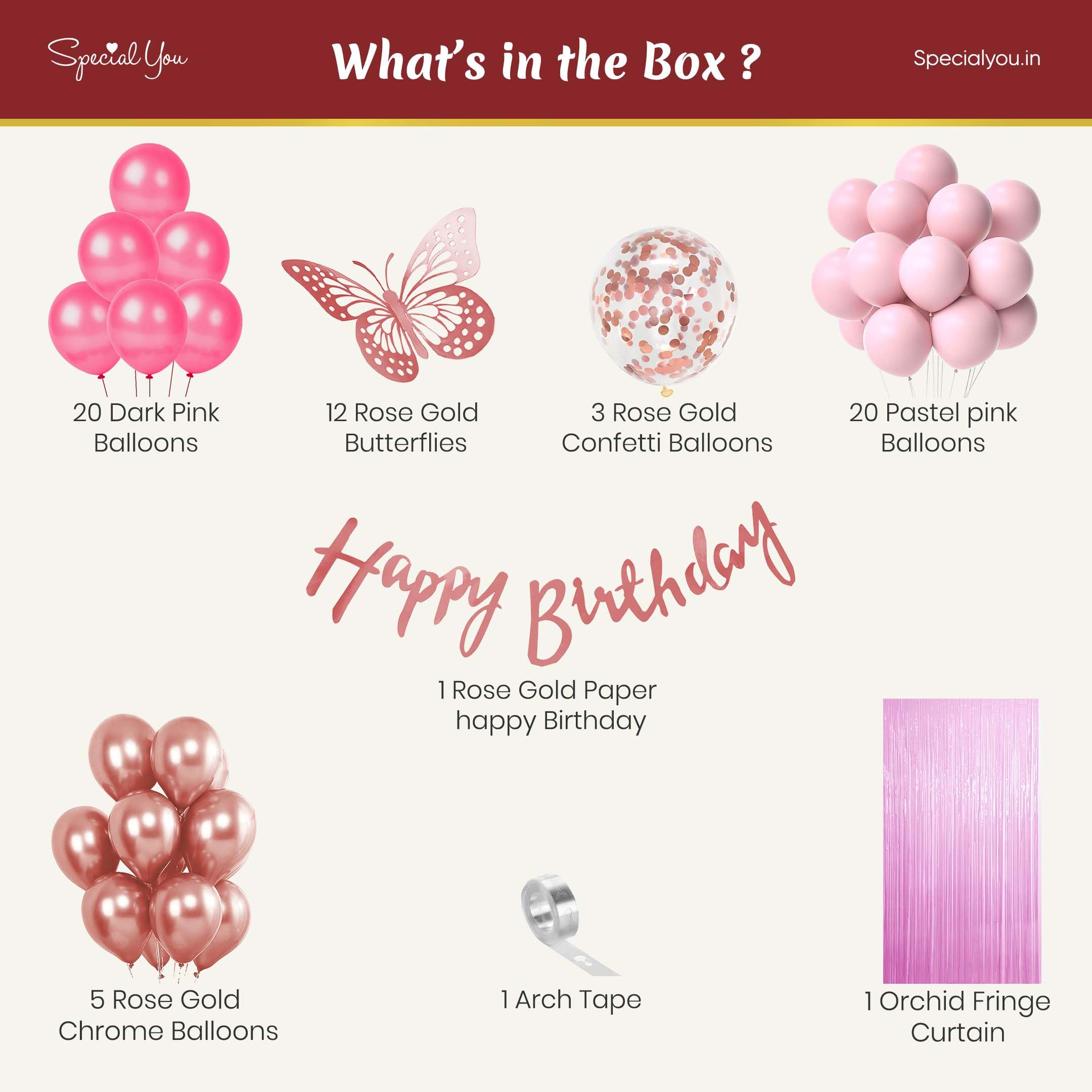 Rose Gold Birthday Decoration DIY Kit