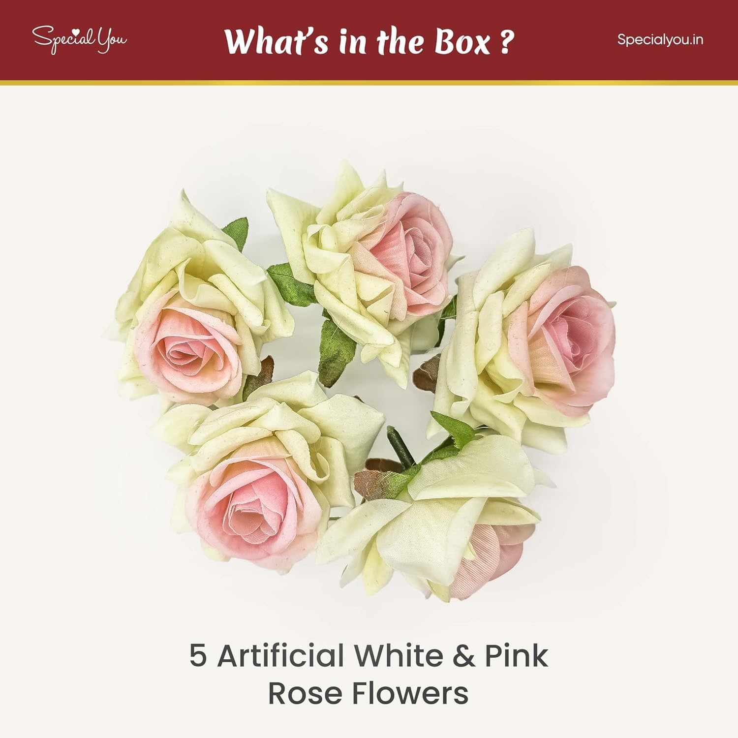Dazzling White pink rose flowers for decoration Kit