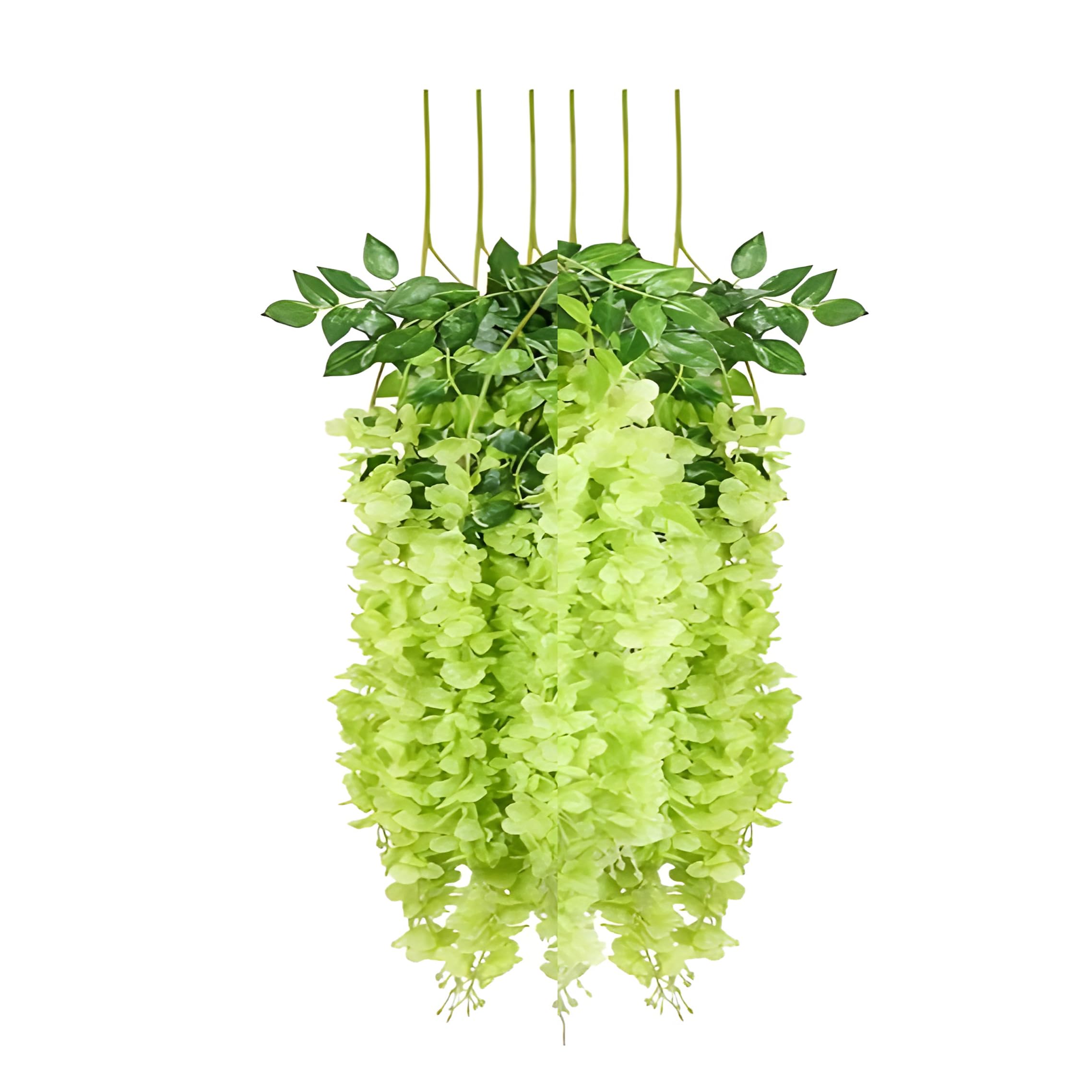 Artificial Green Wisteria Flowers Pack of 6
