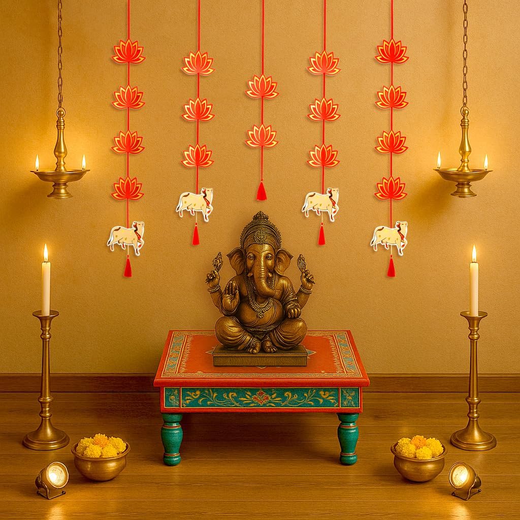 Diwali Lotus Hanging with Cow