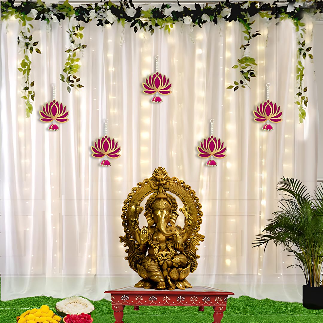 Curtains and Lotus Hanging Decor