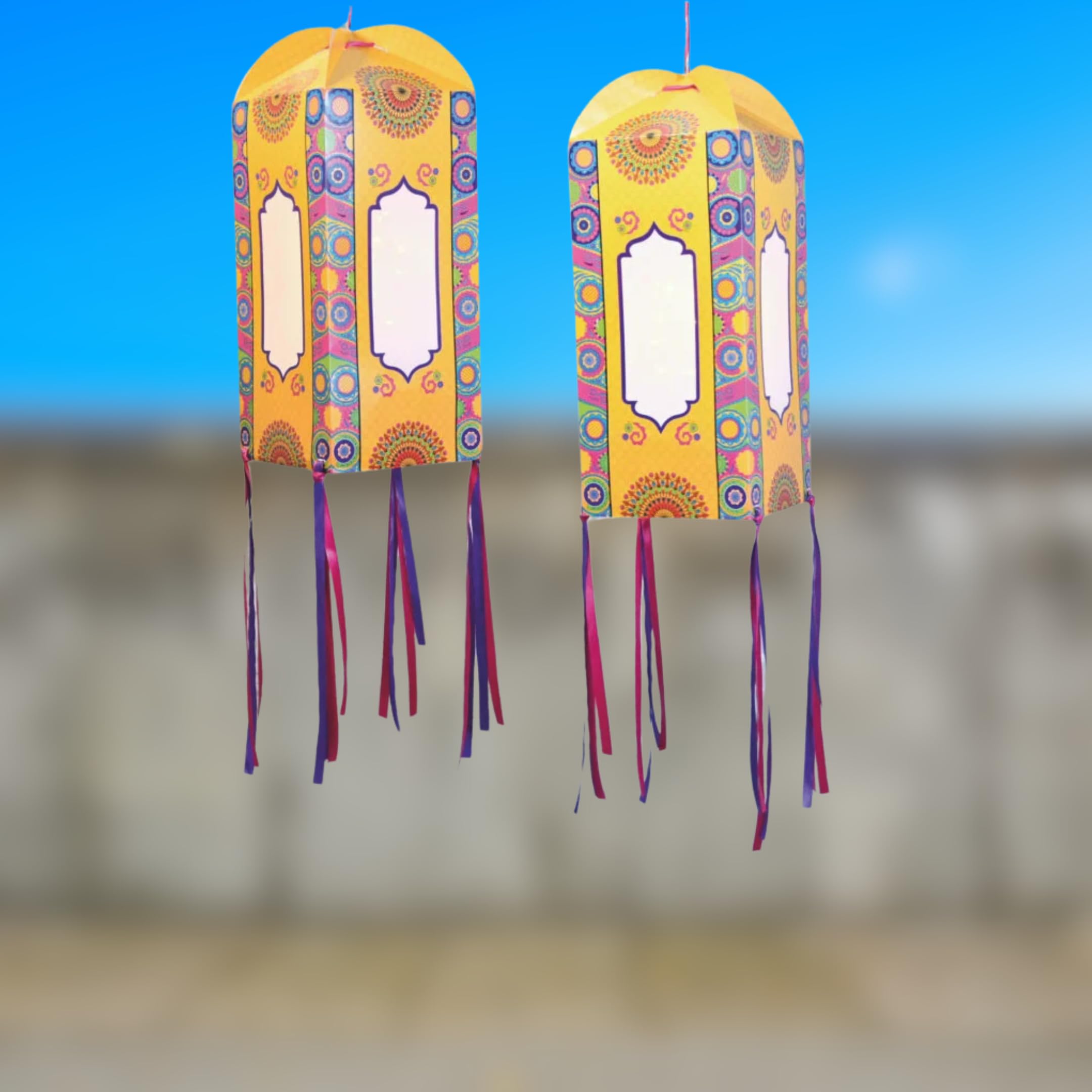 Yellow Kandil for Diwali decor - 2 pcs