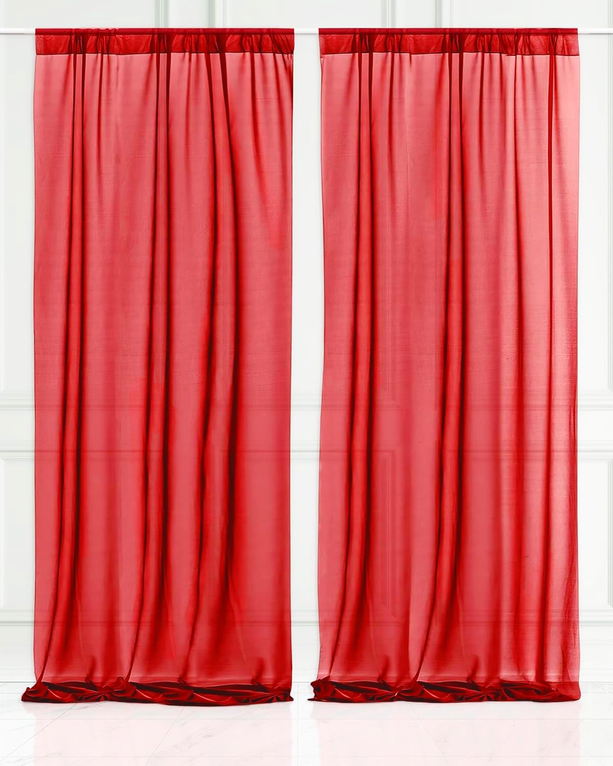 Maroon Chiffon Curtain for Decoration