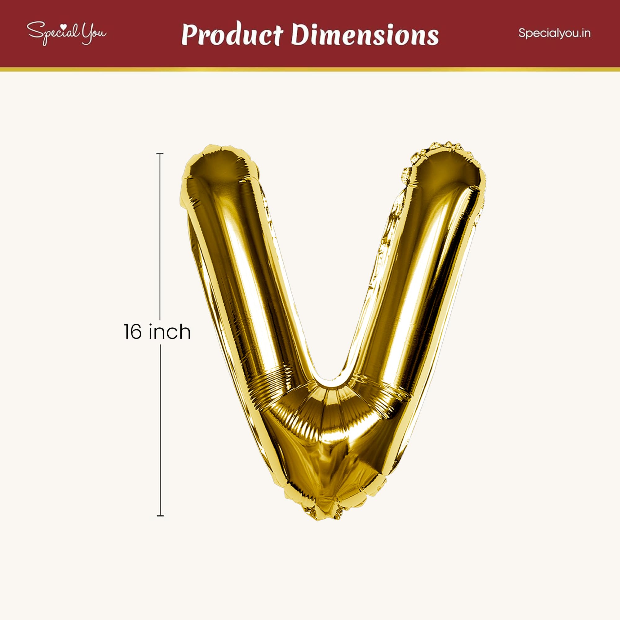 Gold V Letter Foil Balloon