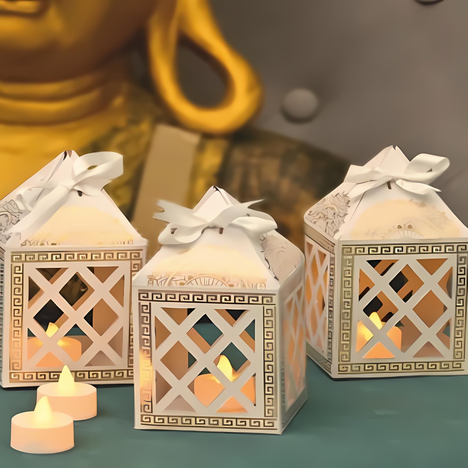 White Paper Votive with Tea Lights