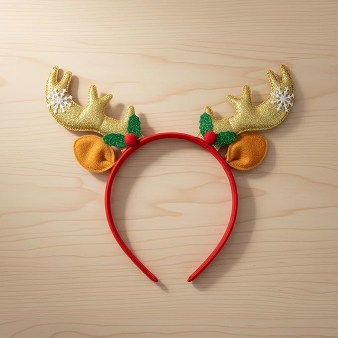 1 Golden Reindeer Headband for Christmas