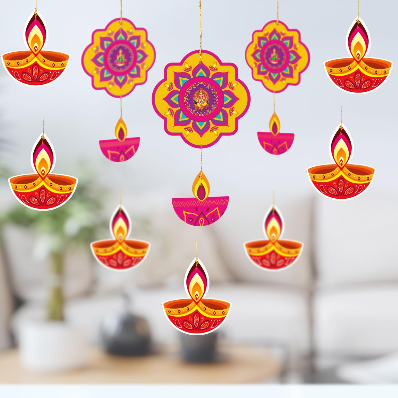 Paper Hanging Diya for Navratri, Diwali Decoration