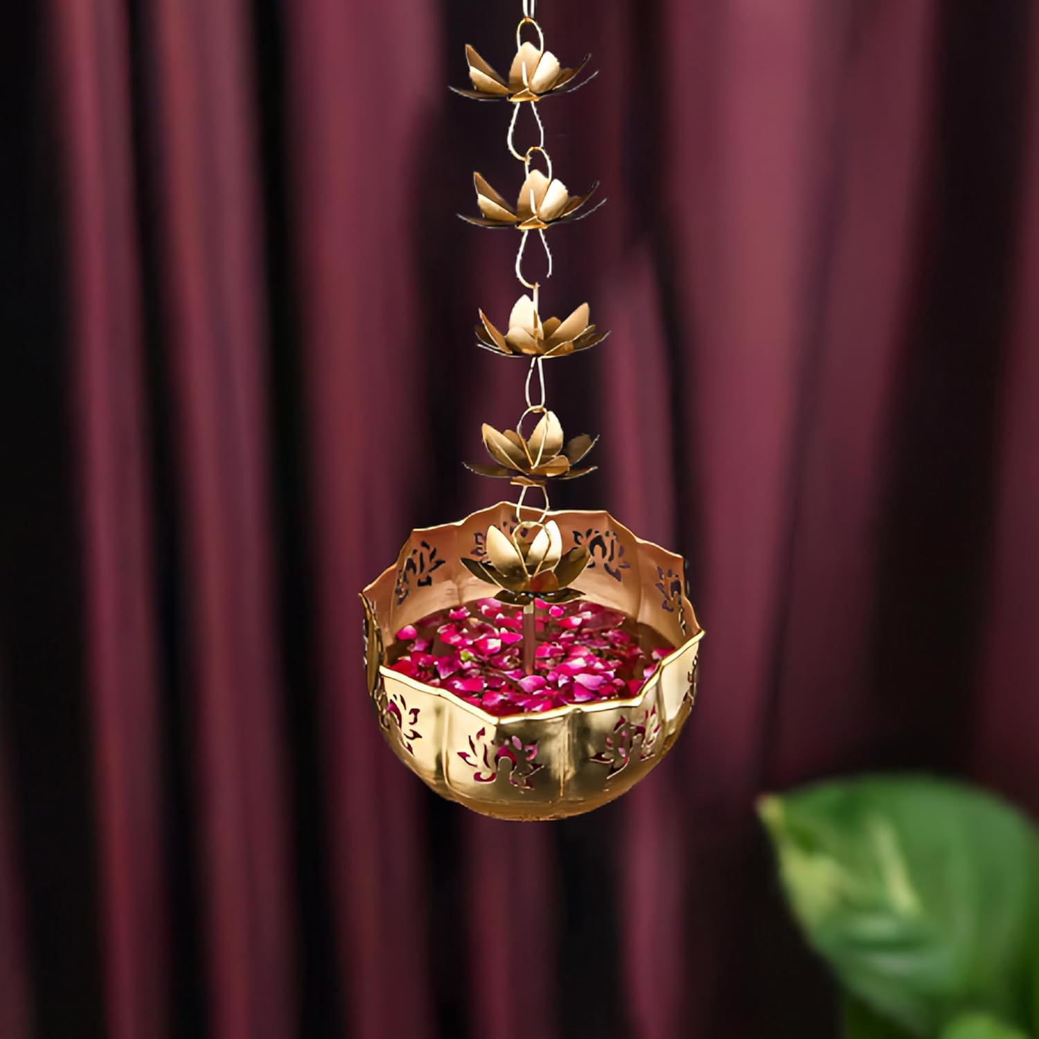 Golden Bowl Hanging Urli for Decoration