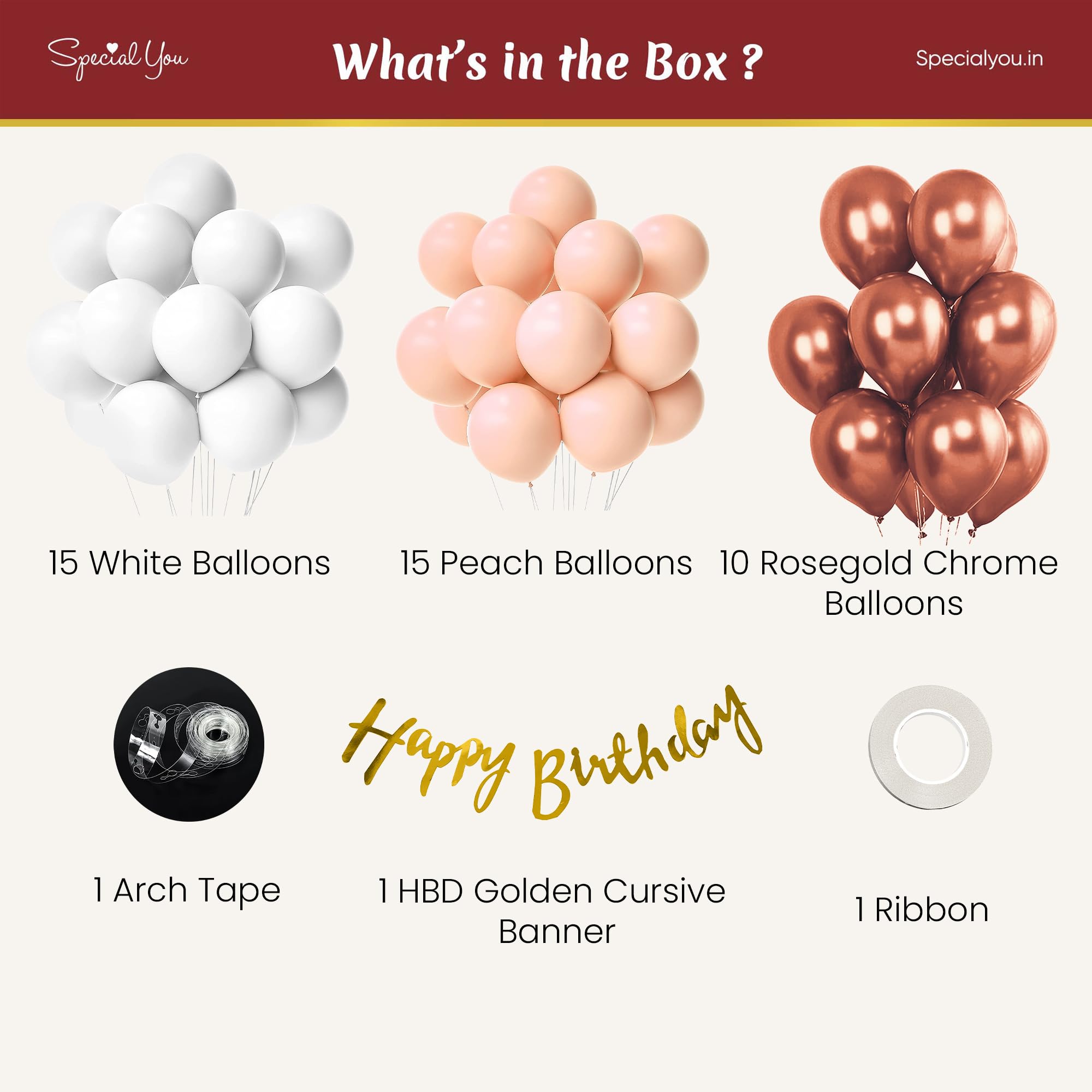 Peach, Rose Gold & White theme Happy birthday decoration