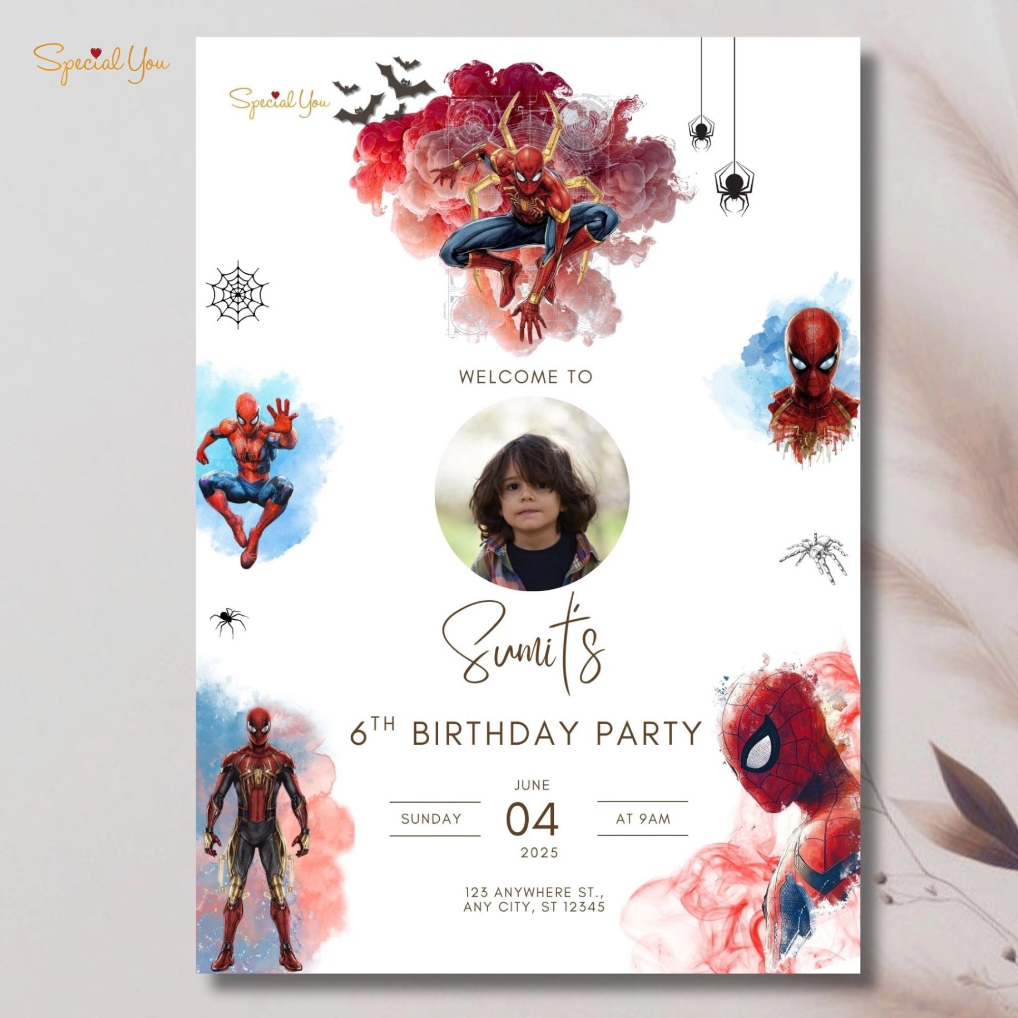 Spiderman Theme Birthday E-Invite