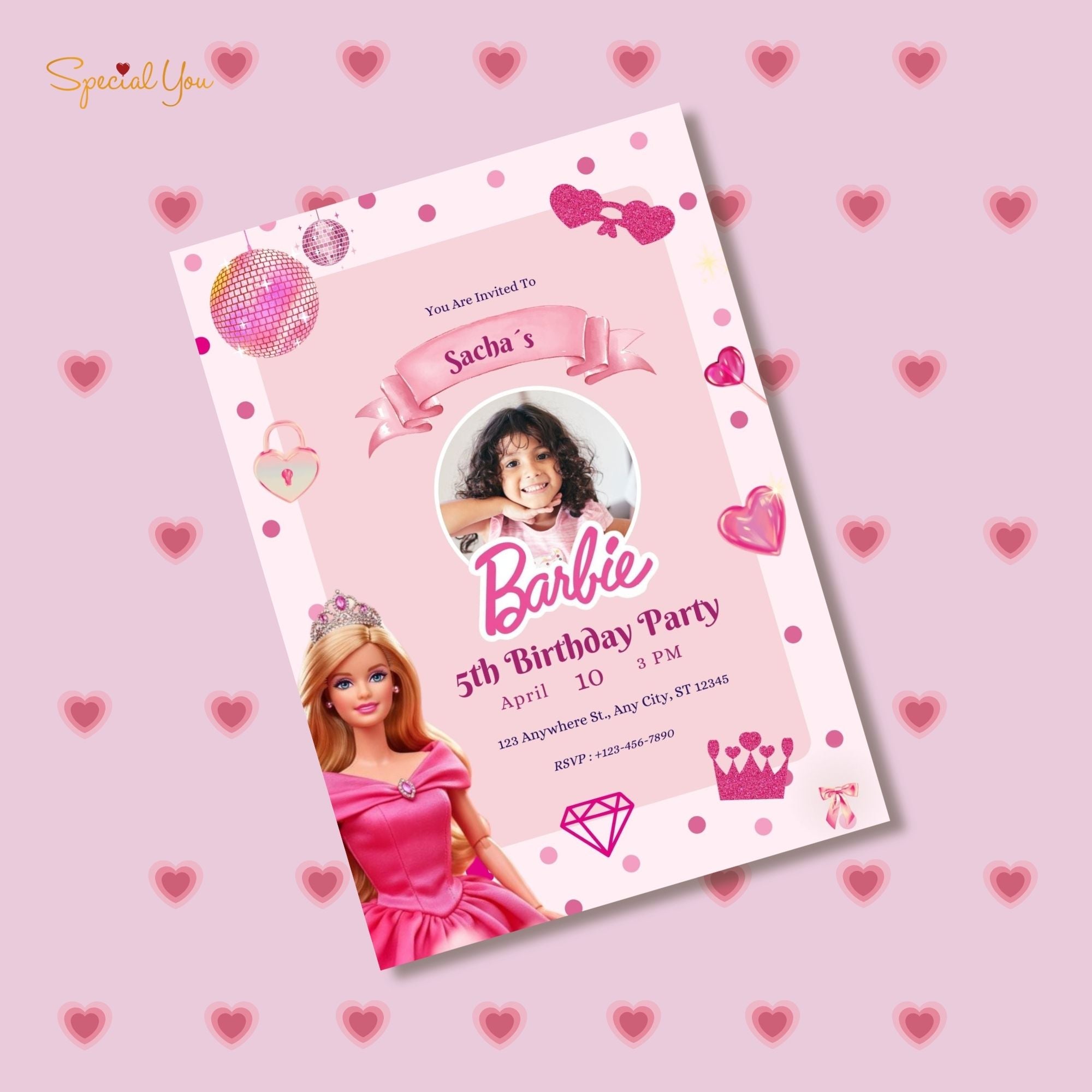Barbie Theme Birthday E-Invite