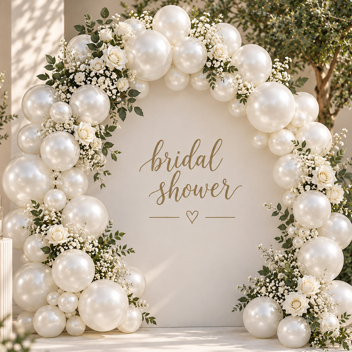 50 Metallic White Balloons Kit