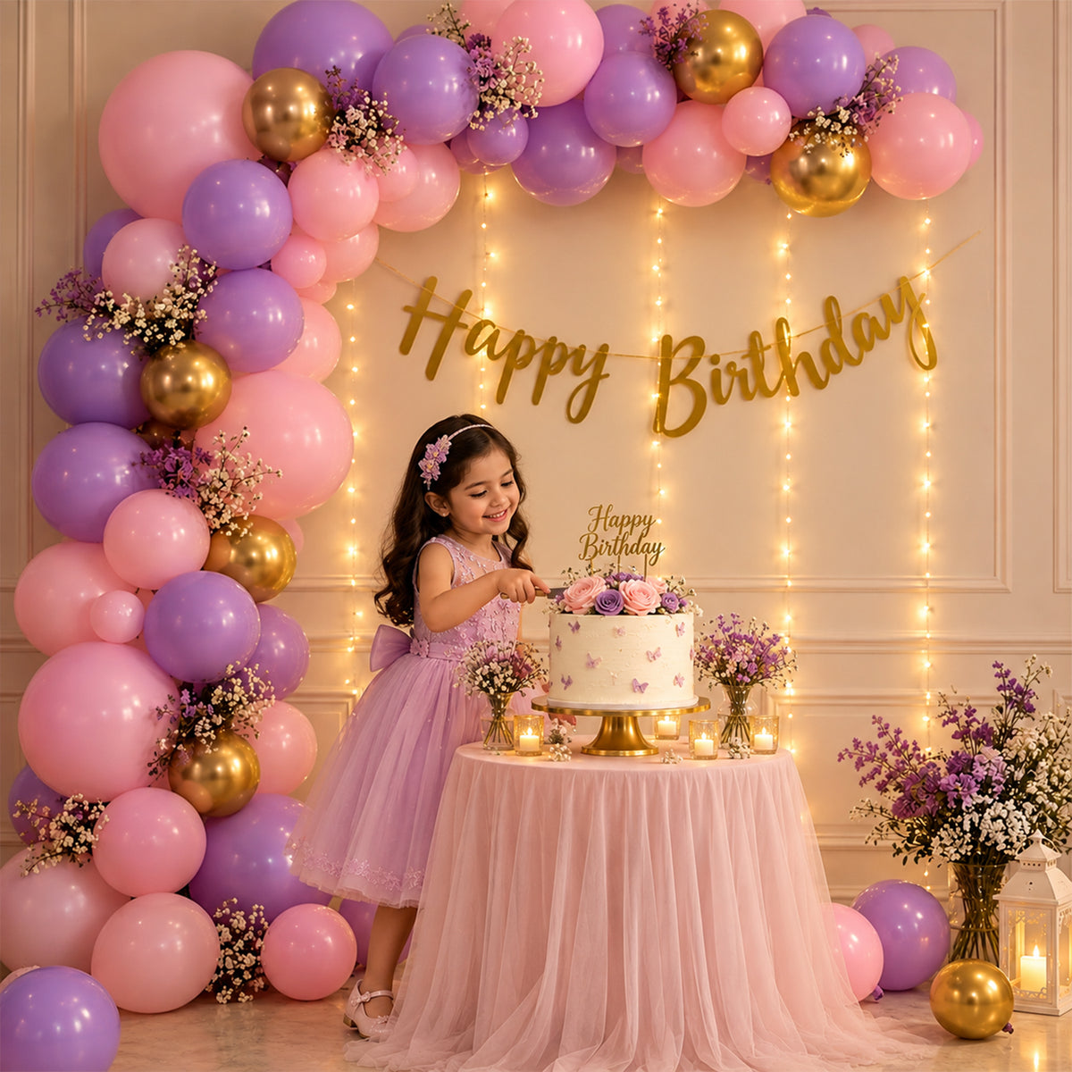 Pink & Purple Pastel Birthday Decoration DIY Kit