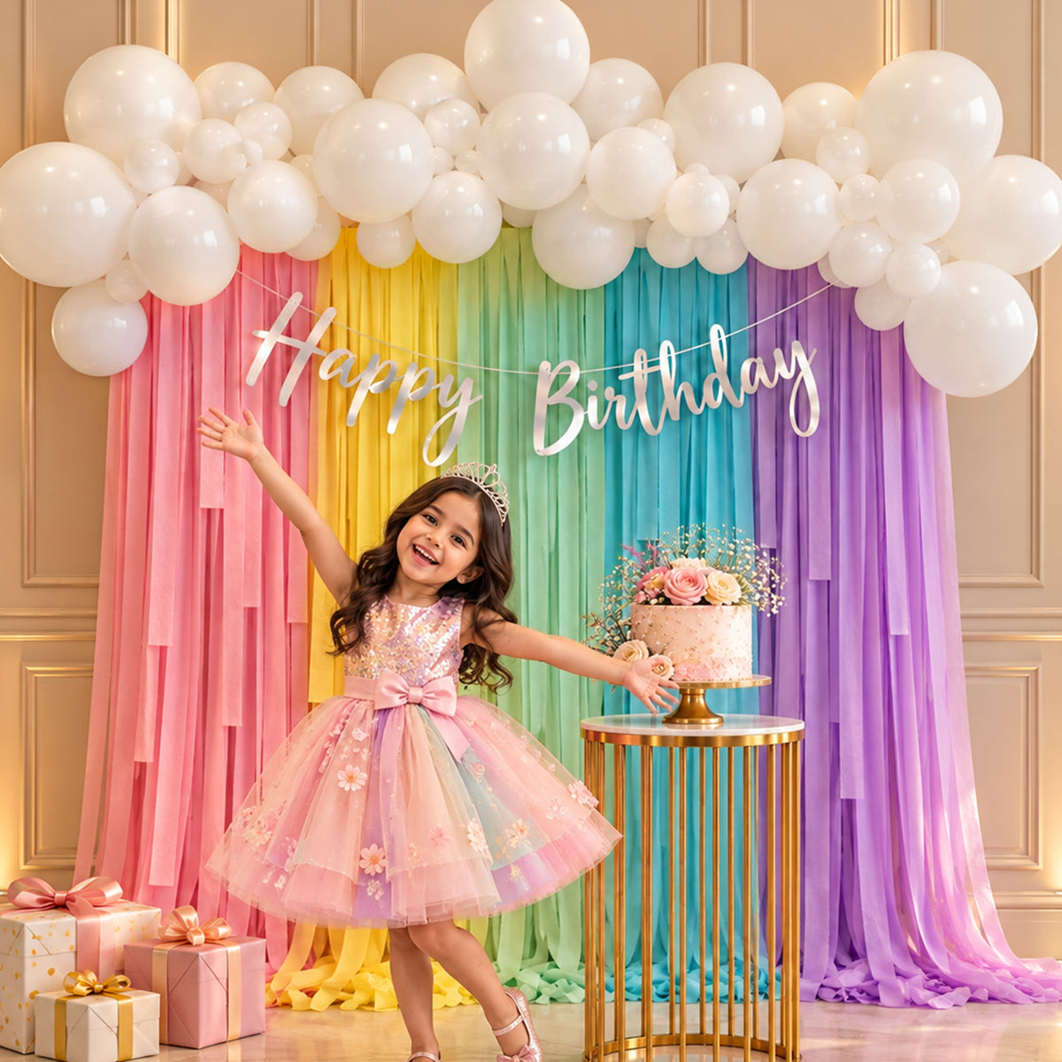 Multicolor Crepe Paper Birthday Decoration DIY Kit