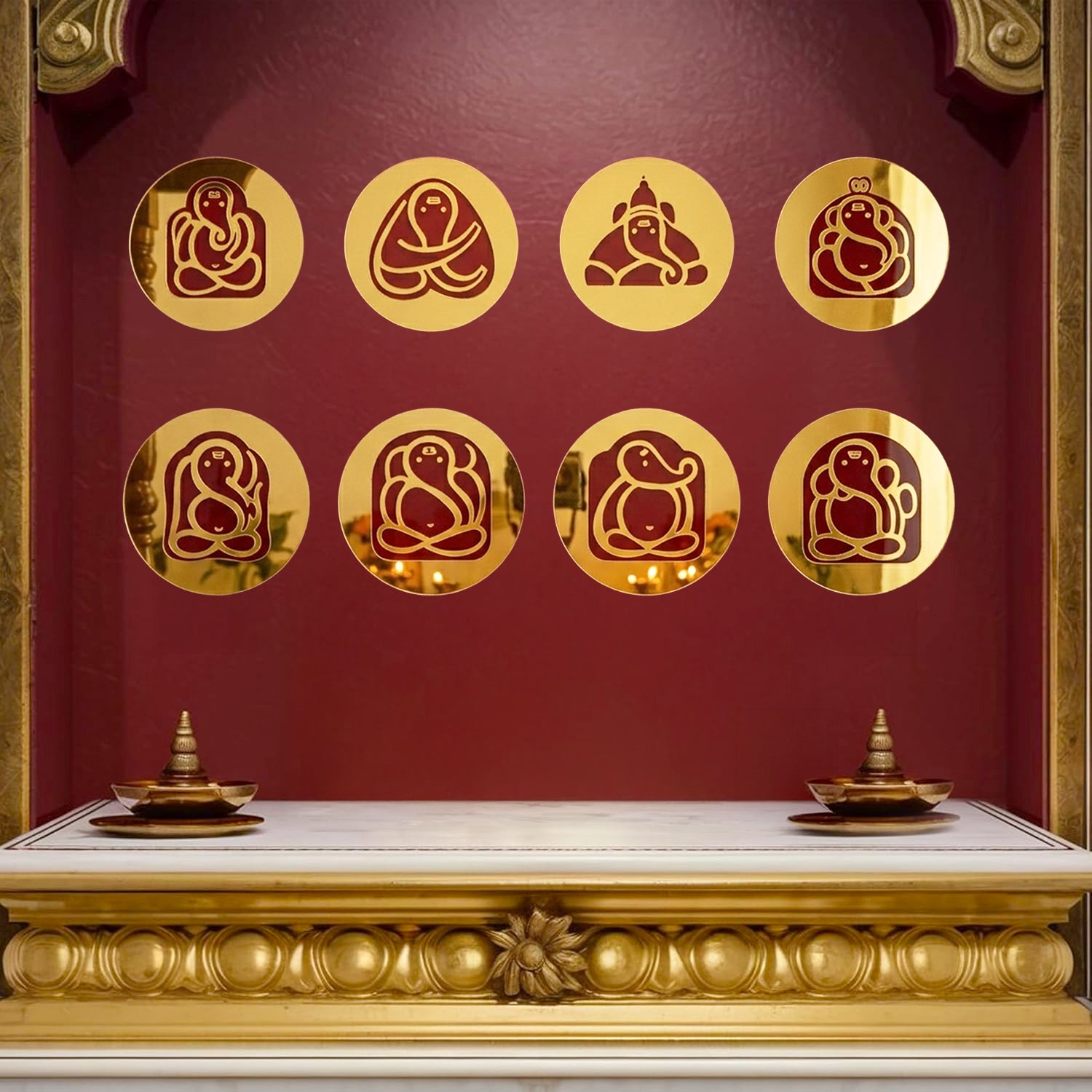 Acrylic Ashtavinayak Wall Decor Set – 8 Pcs