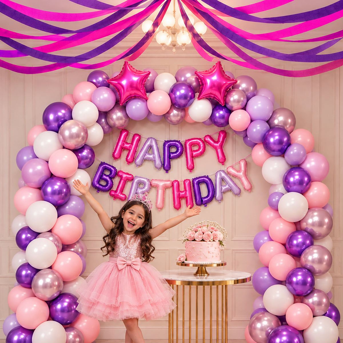 Purple Theme Crepe Paper Birthday Decoration DIY Kit