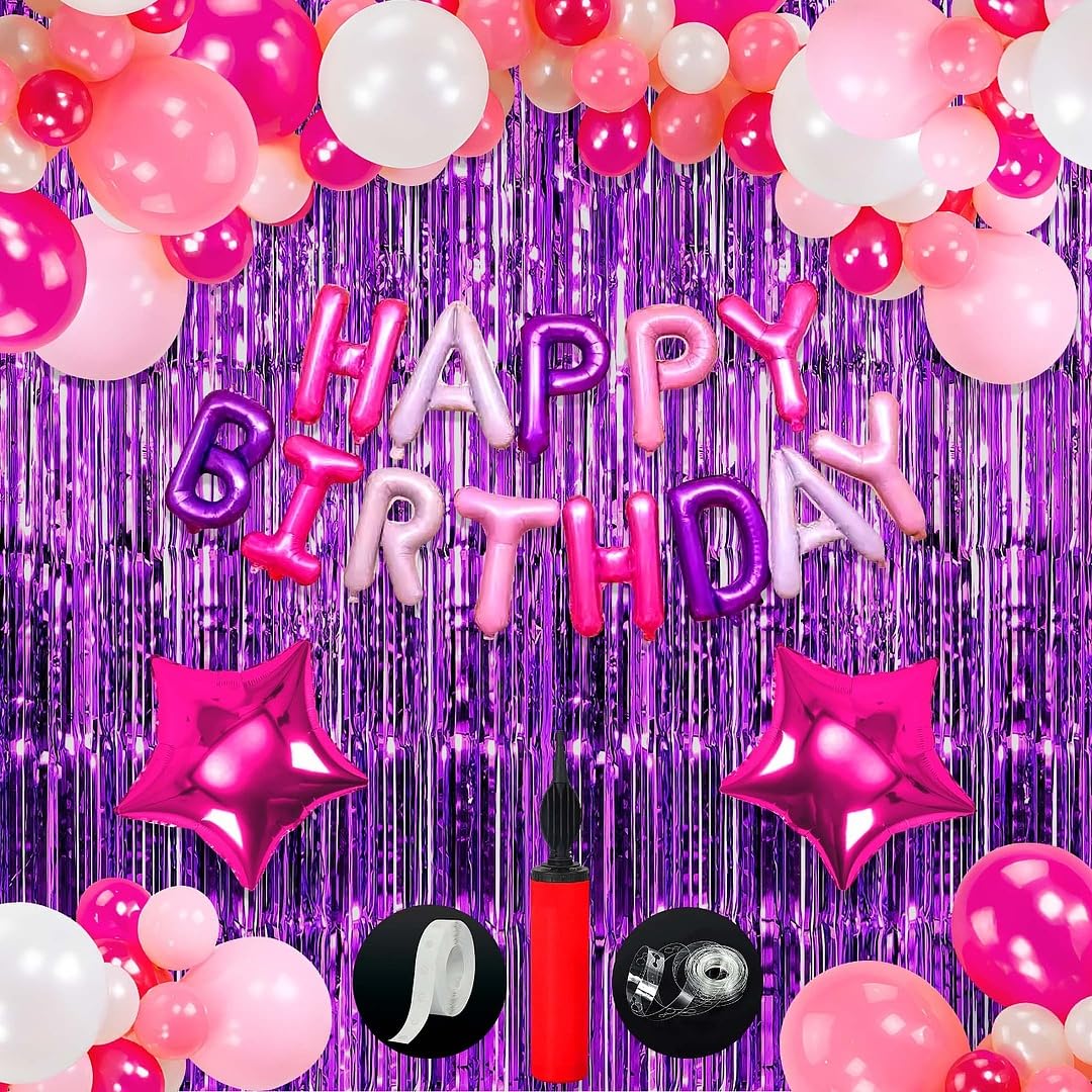 Pink and Purple birthday Decoration Kit