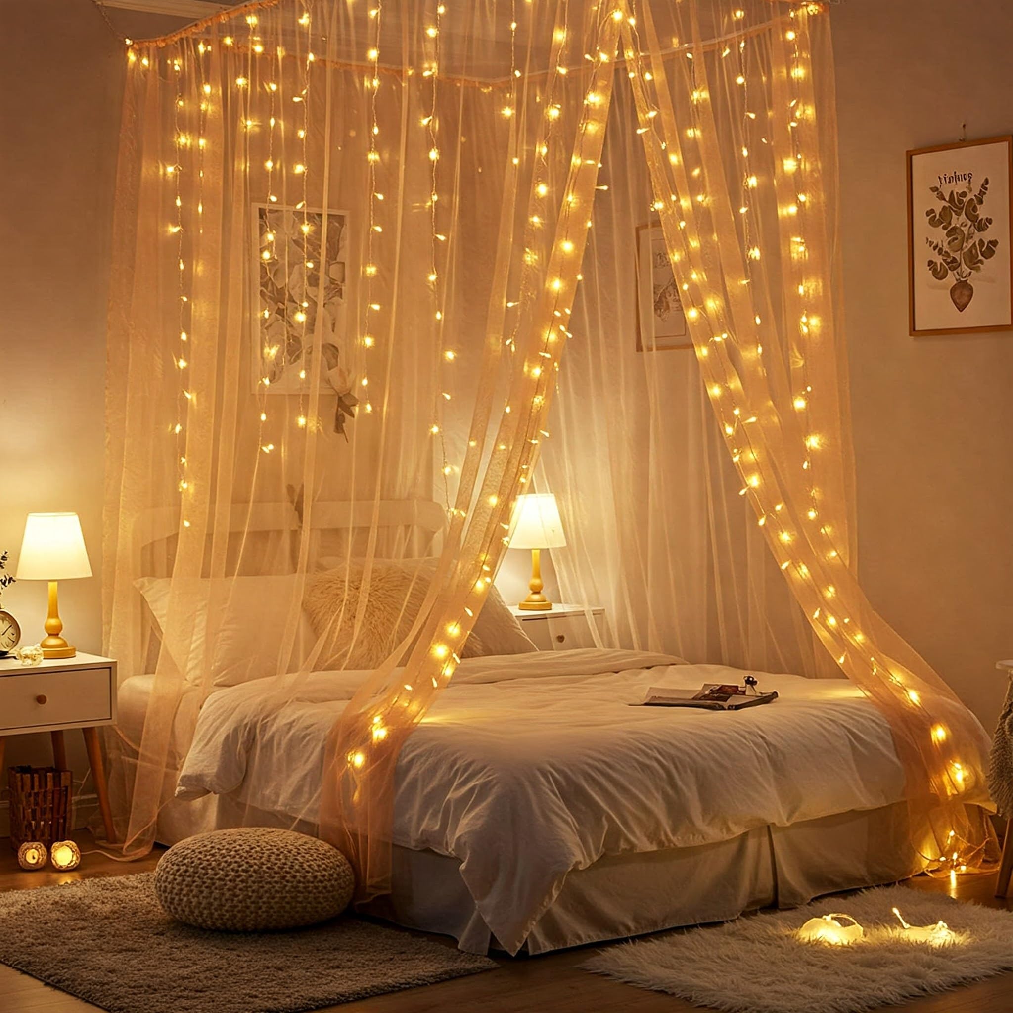 Peach Net Canopy Decoration