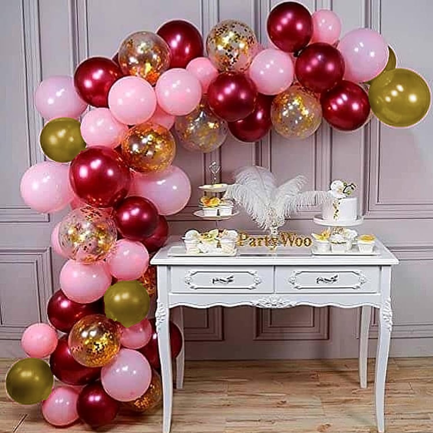 White, Pink & Burgundy Balloon combo