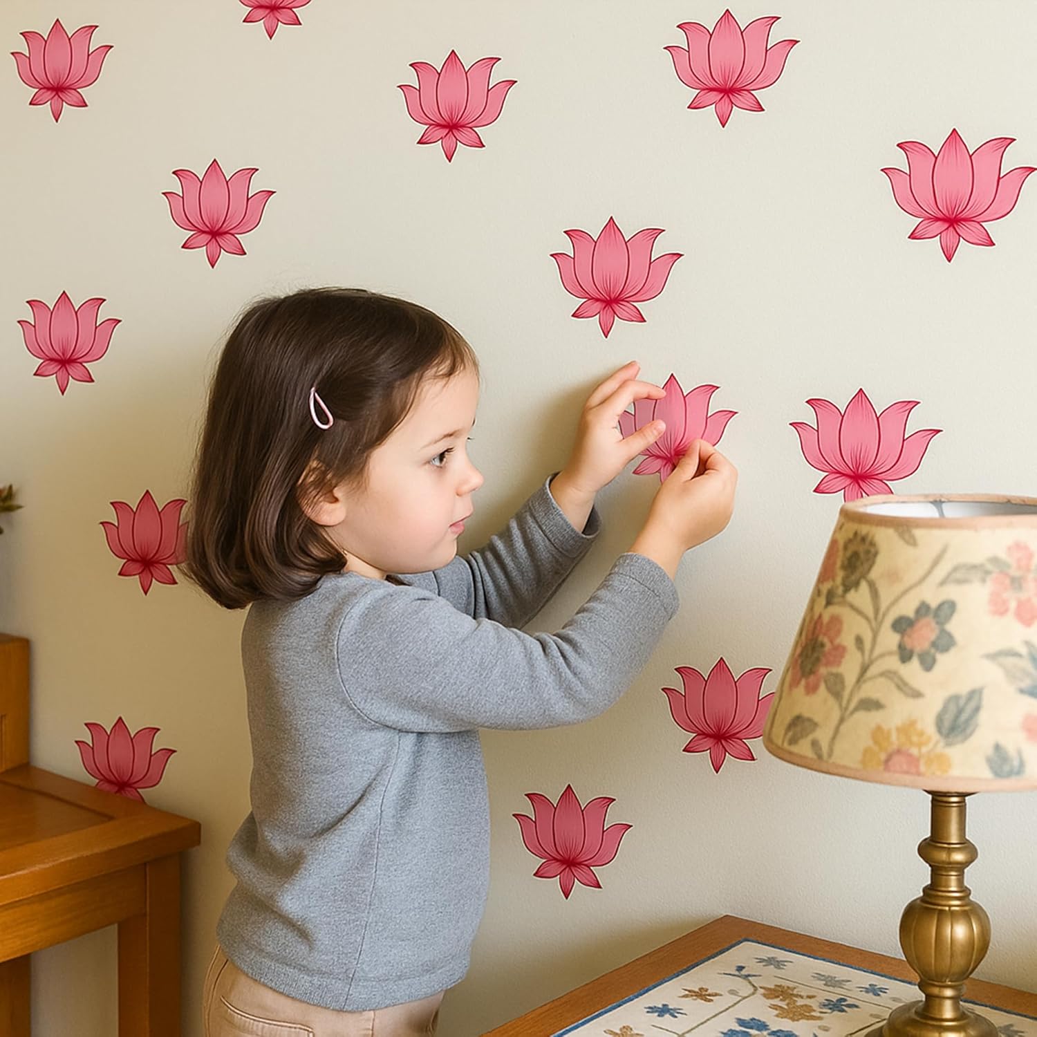 Diwali Decor Lotus Wall Sticker-20pcs