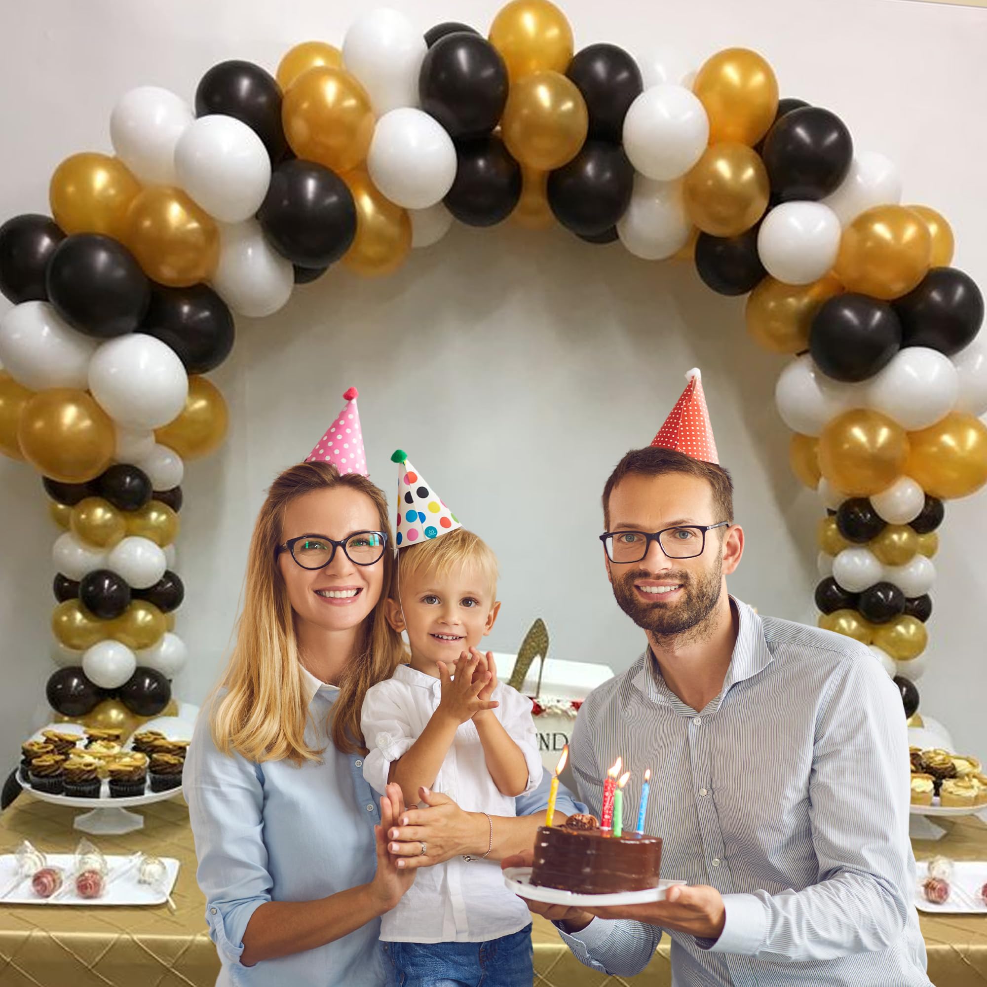 Black, Gold & white Balloon Combo