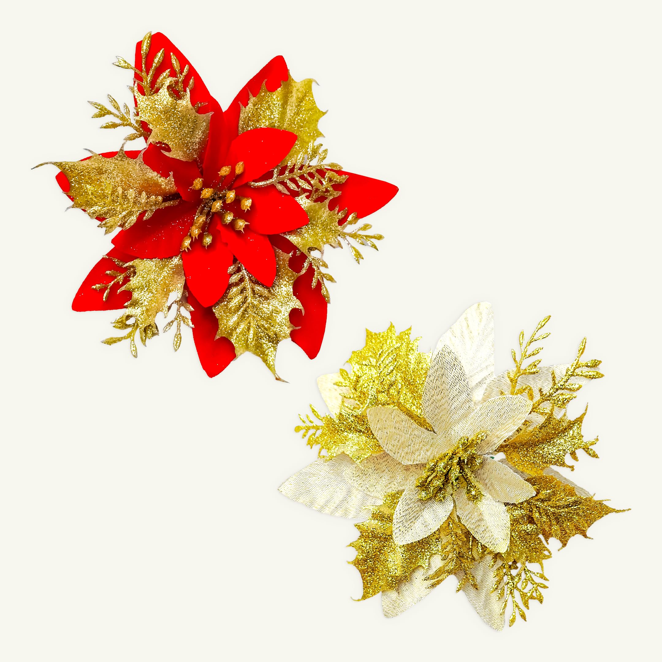 Artificial Poinsettia Flowers Pack of 2