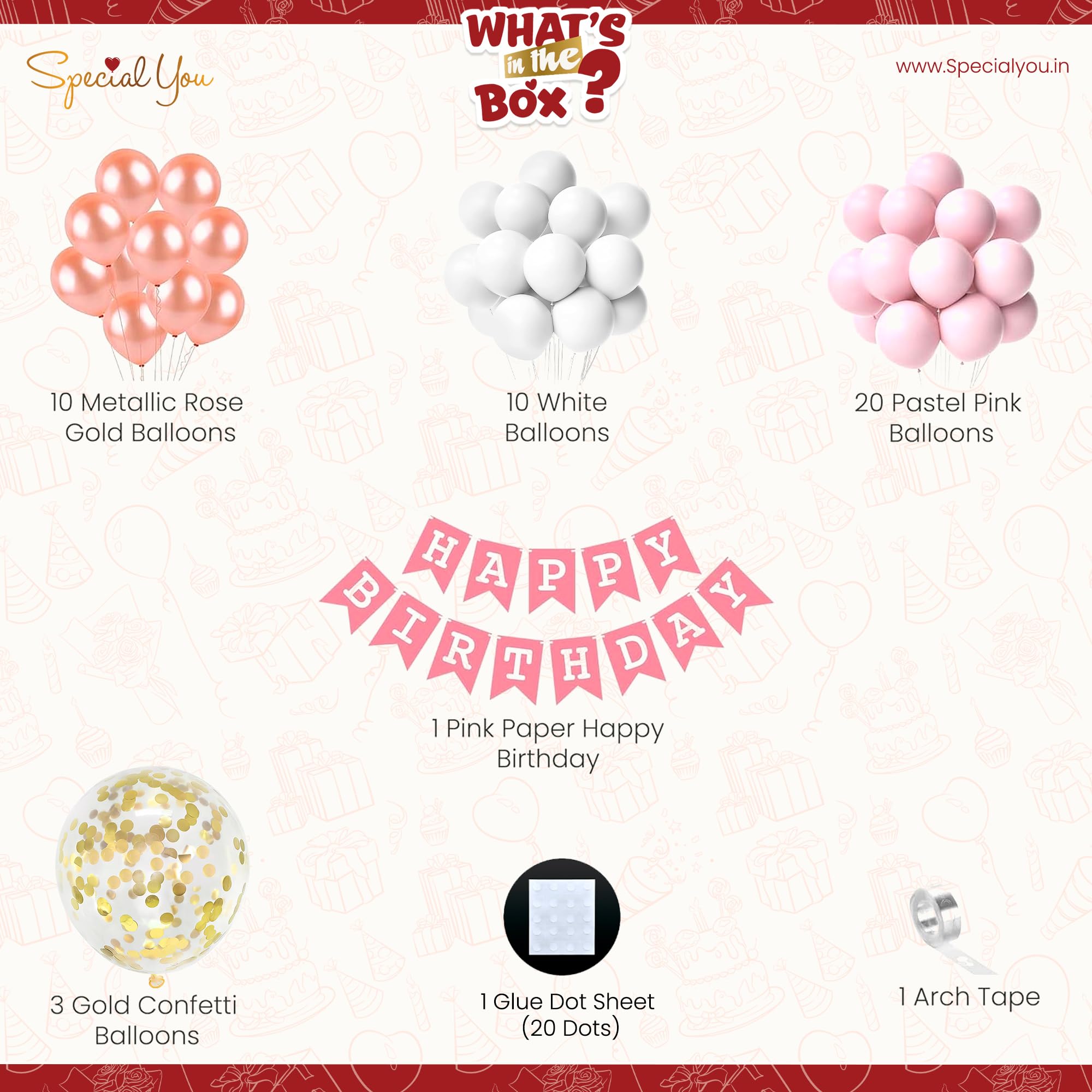Pink & Rosegold Birthday Decoration Kit