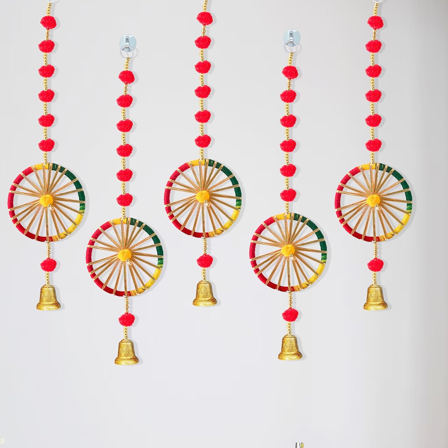 Red Pompom Latkans with Chakra & Bell