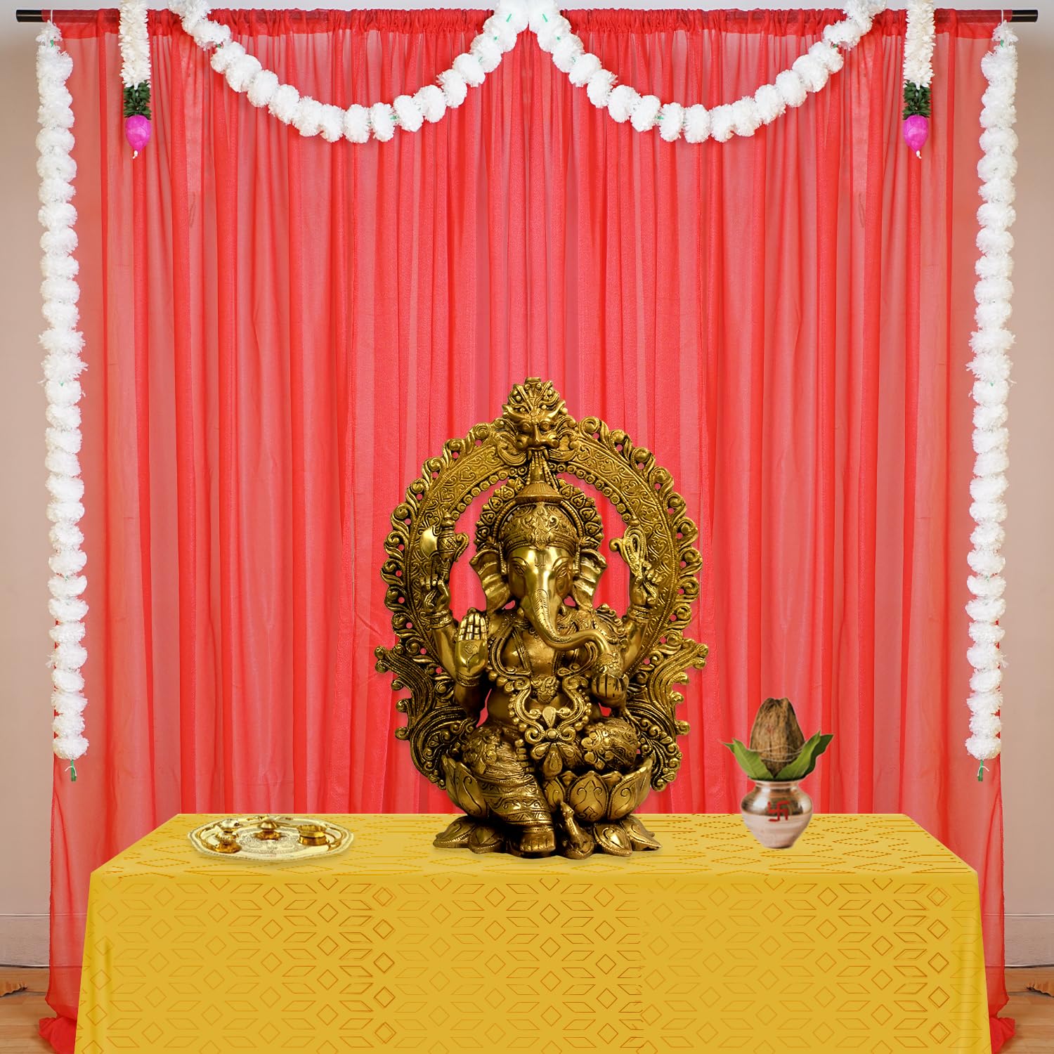 Ganpati Red Backdrop Decor