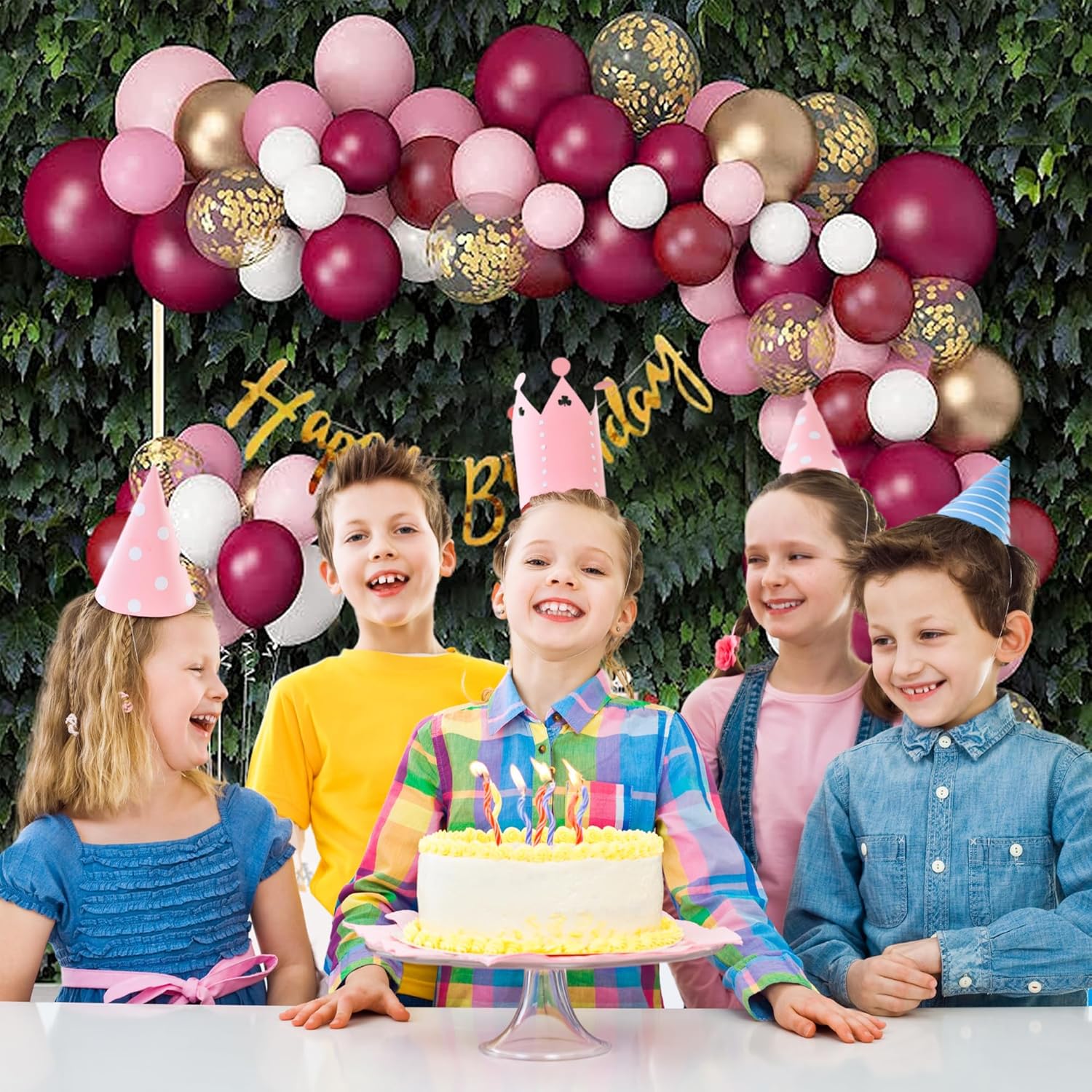 White, Pink & Burgundy Balloon combo