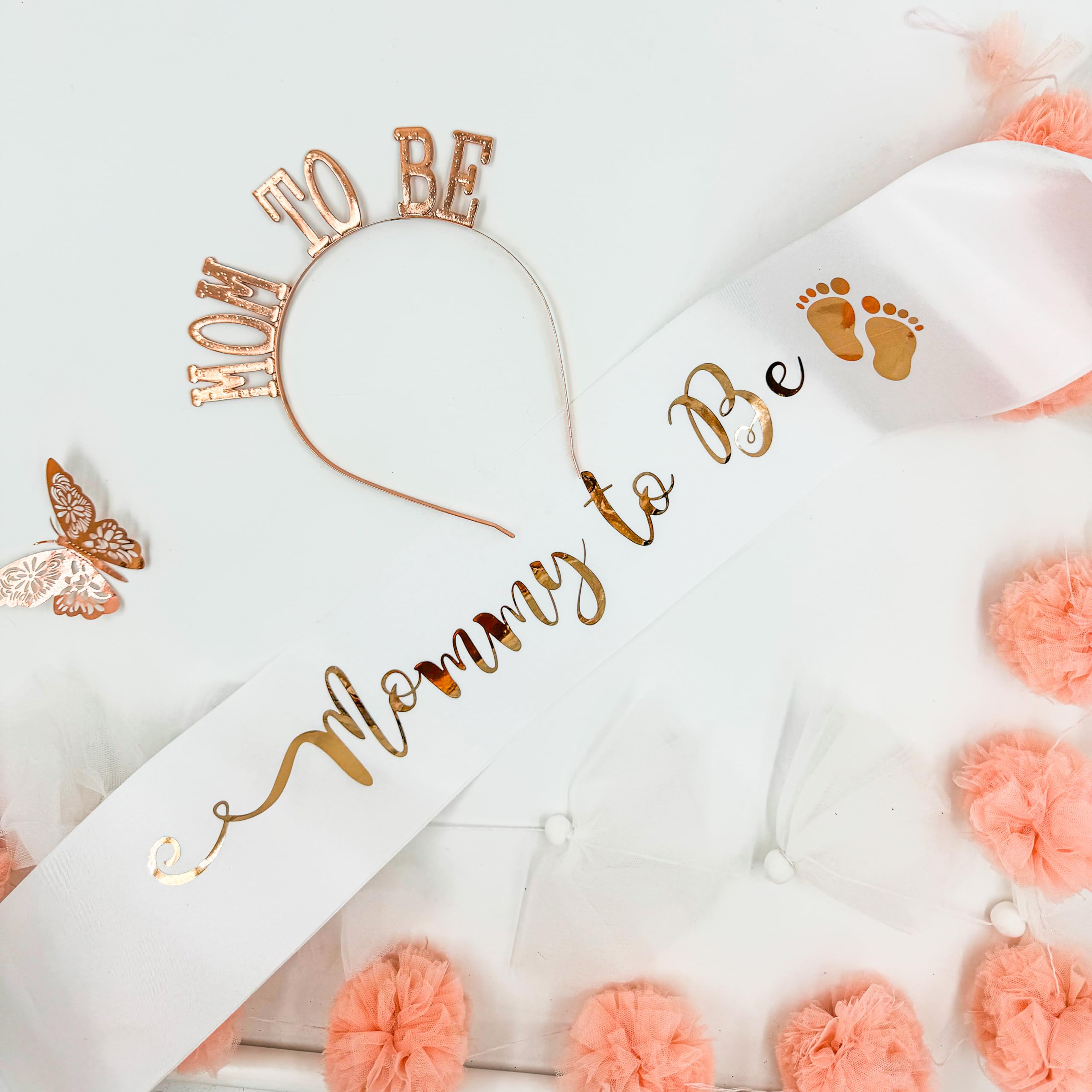 Elegant Mom to be Sash and Headband Combo