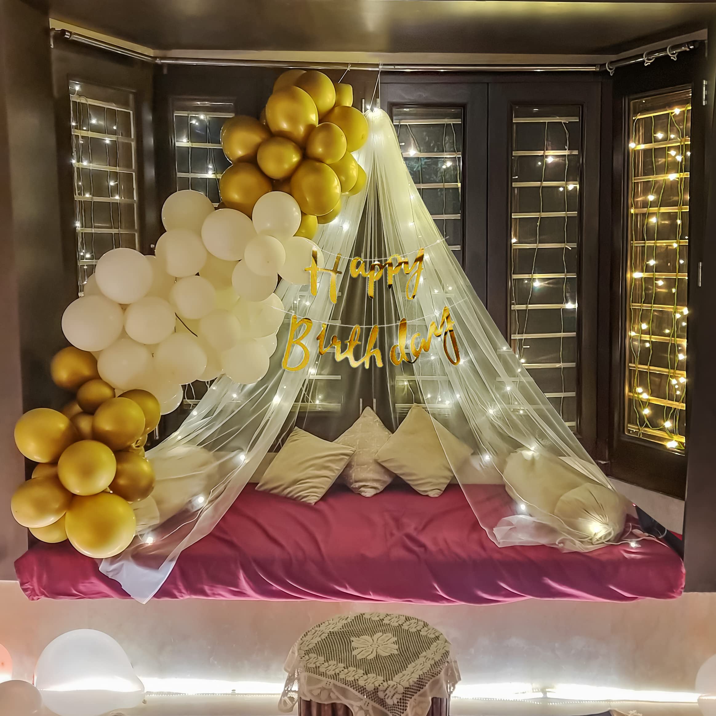 tent birthday decoration Canopy Tent Decor with White & Gold DIY Kit