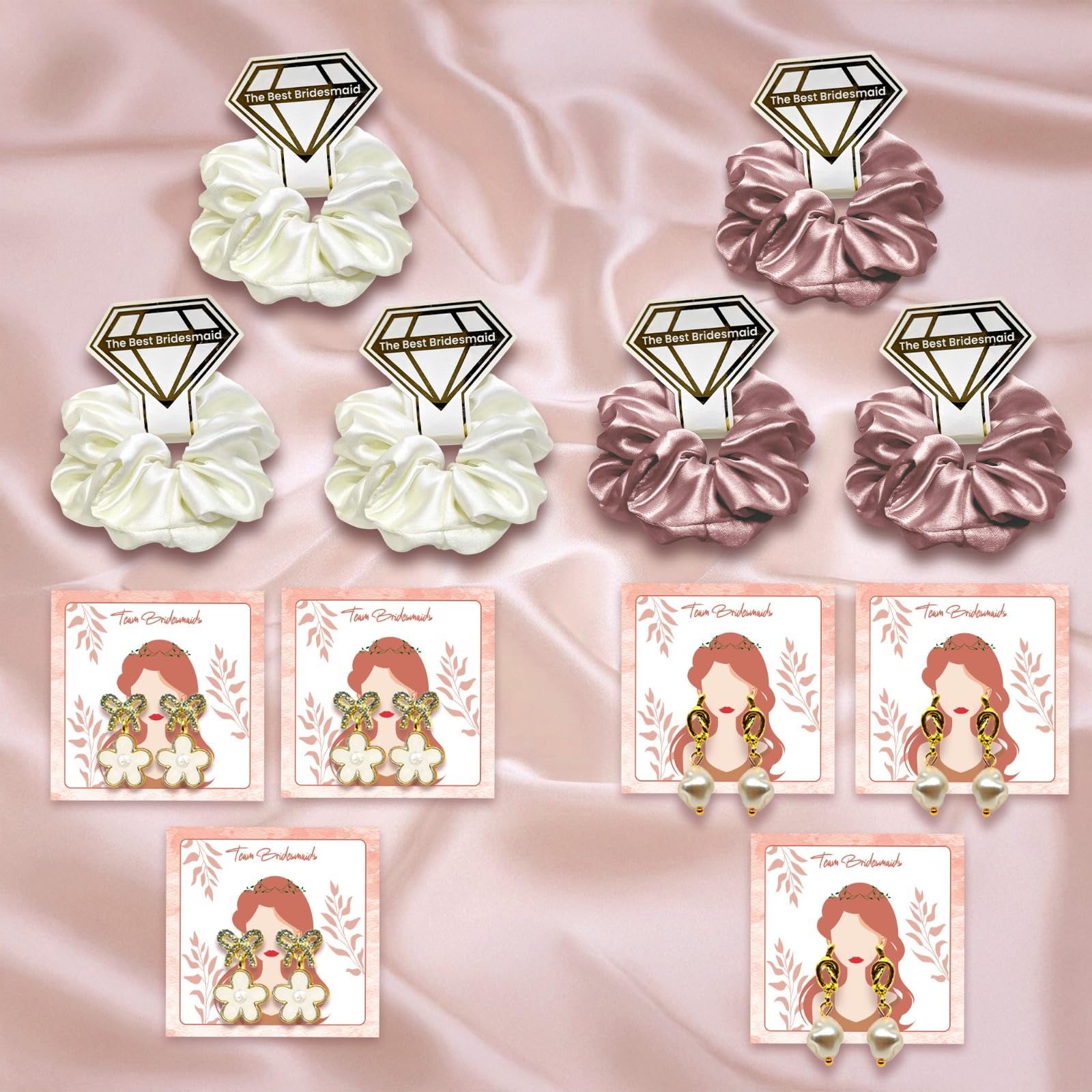 Hair Scrunchies with Korean Earring-12pcs