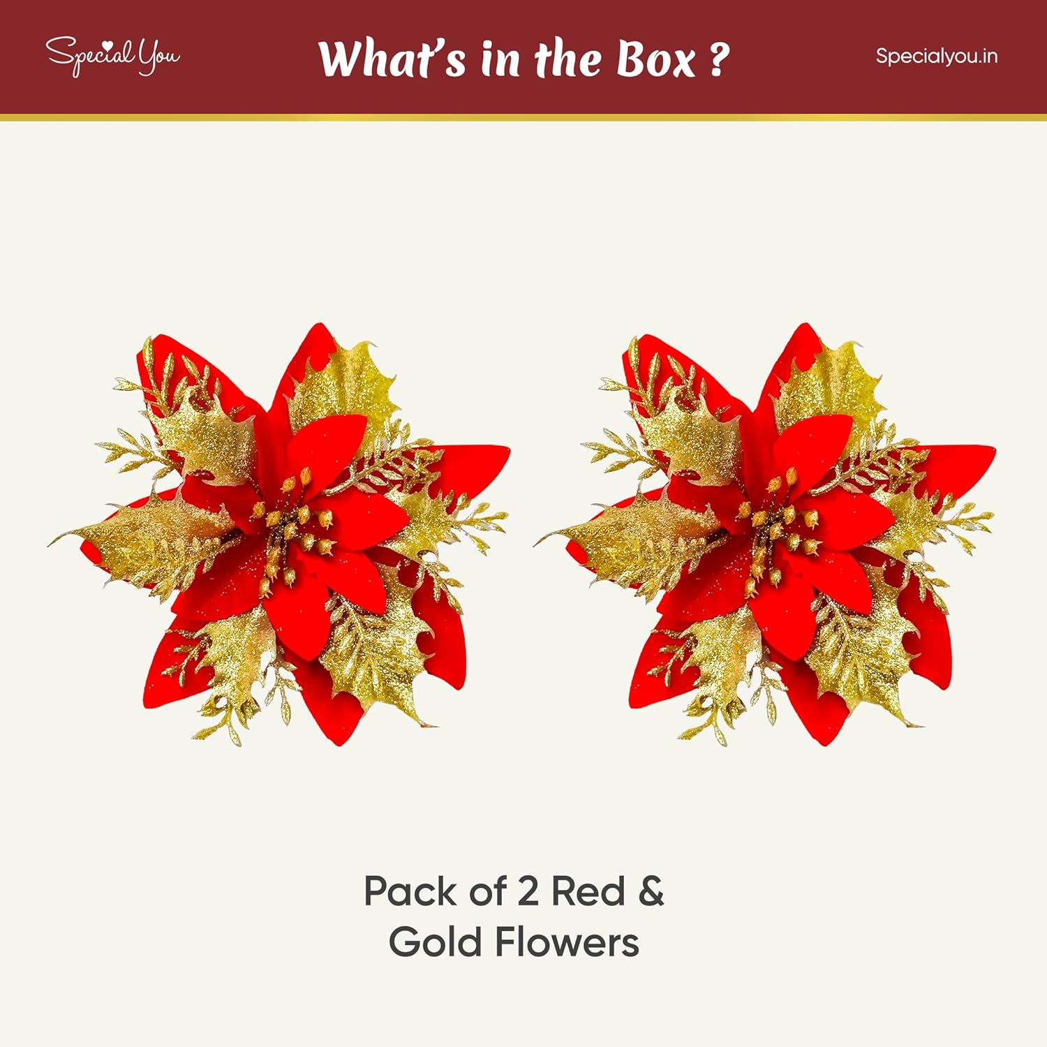 2 red & gold fllowers