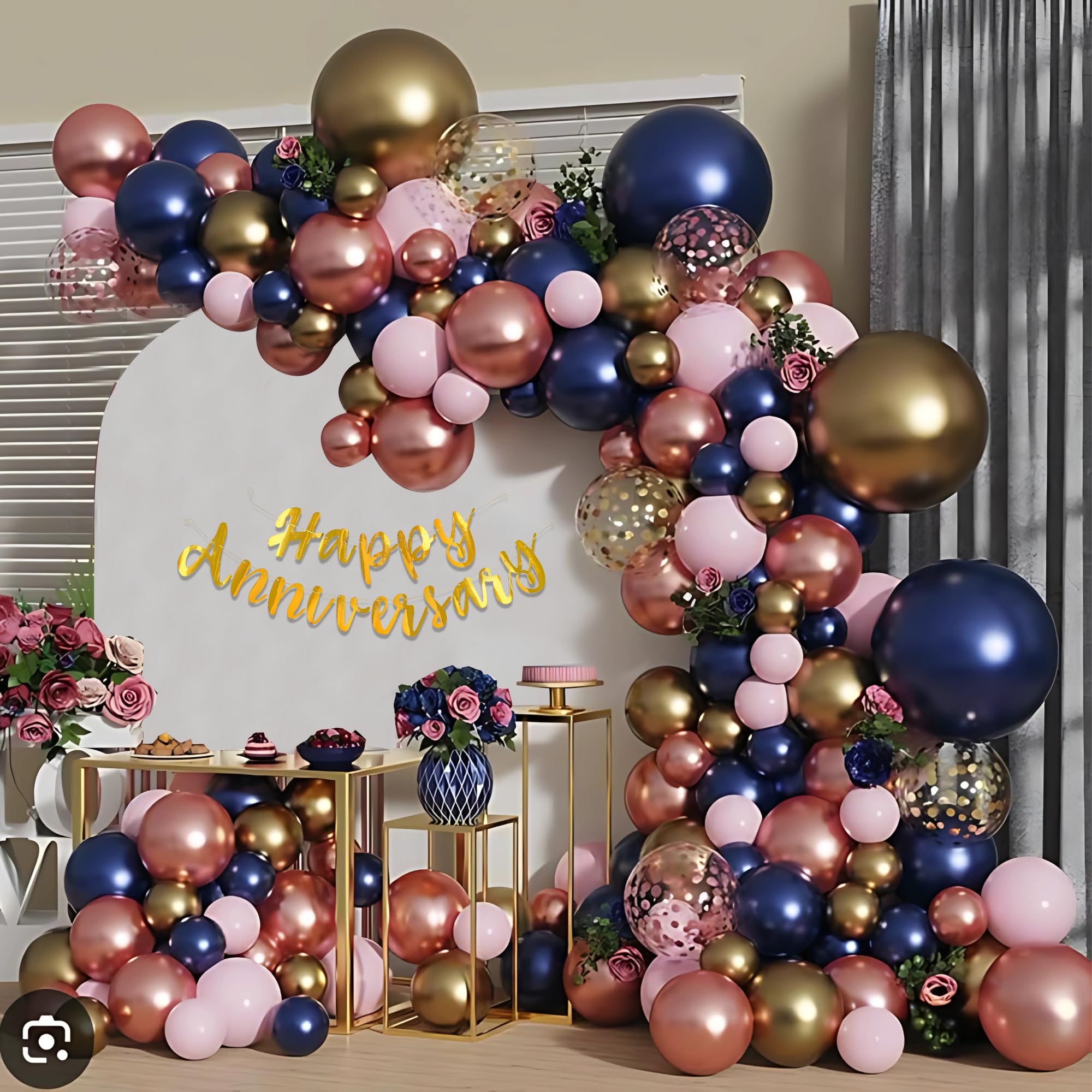 Navy and golden theme Balloon for Anniversary decor