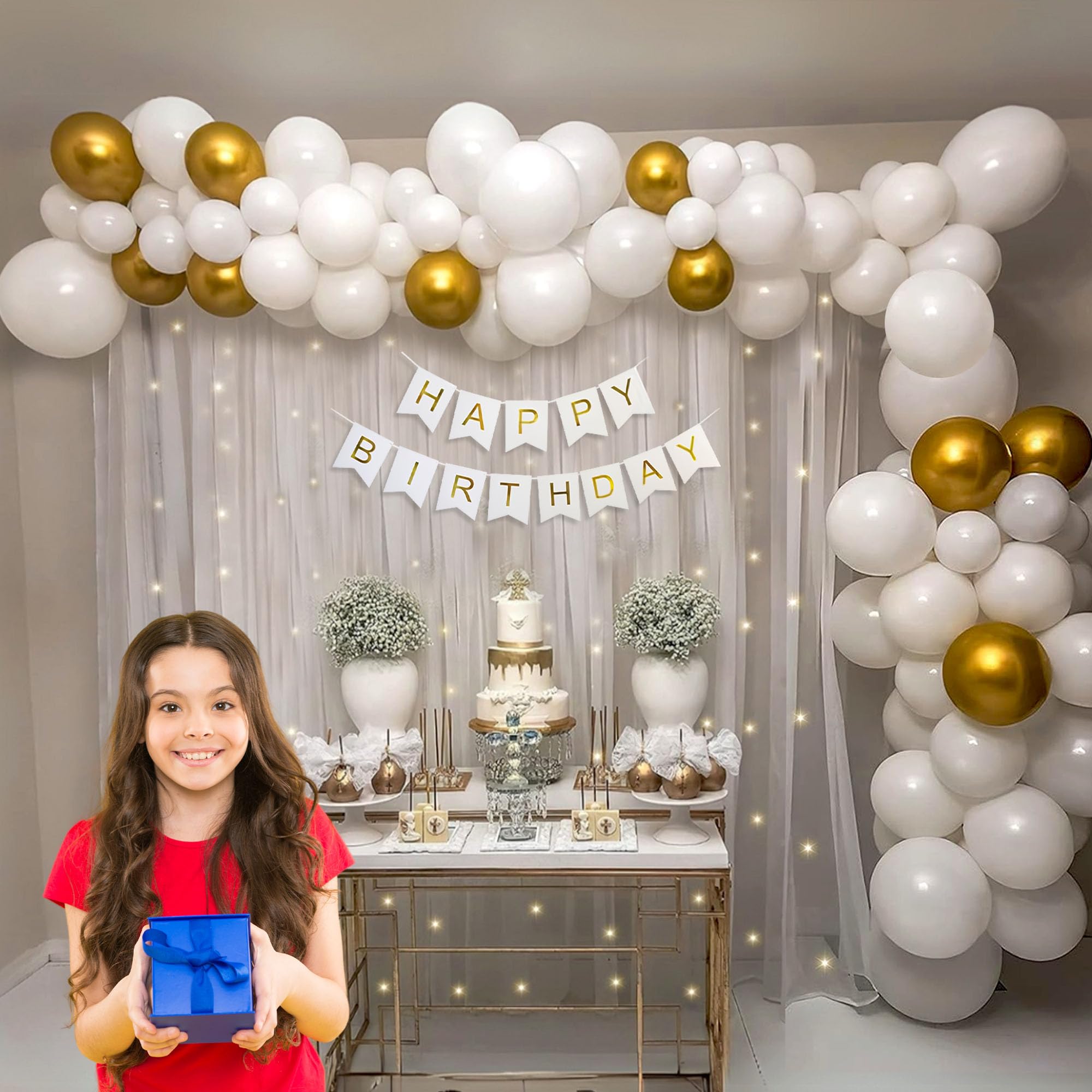 Birthday Backdrop for Decoration (Golden)