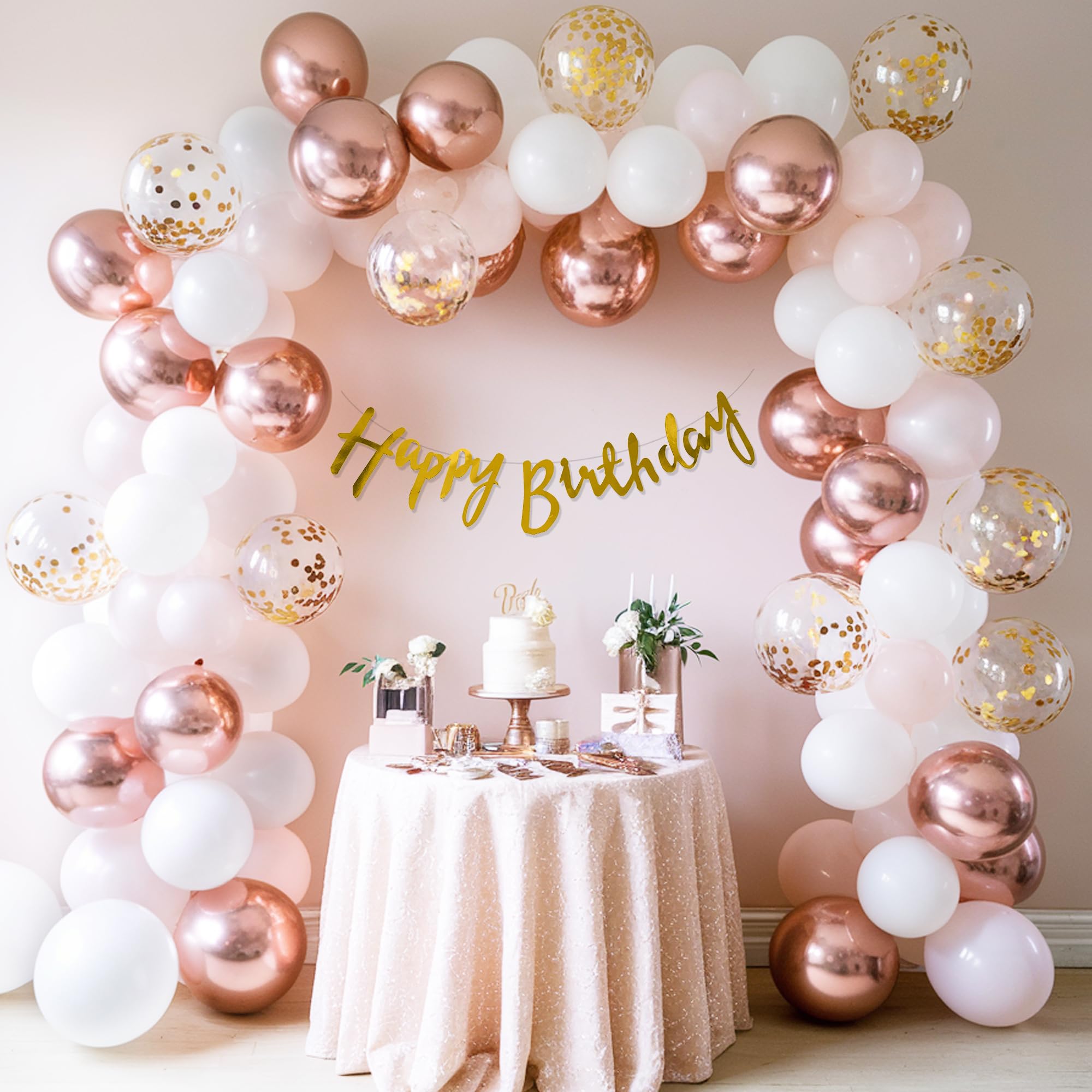 White & Rosegold Balloons- 59Pcs