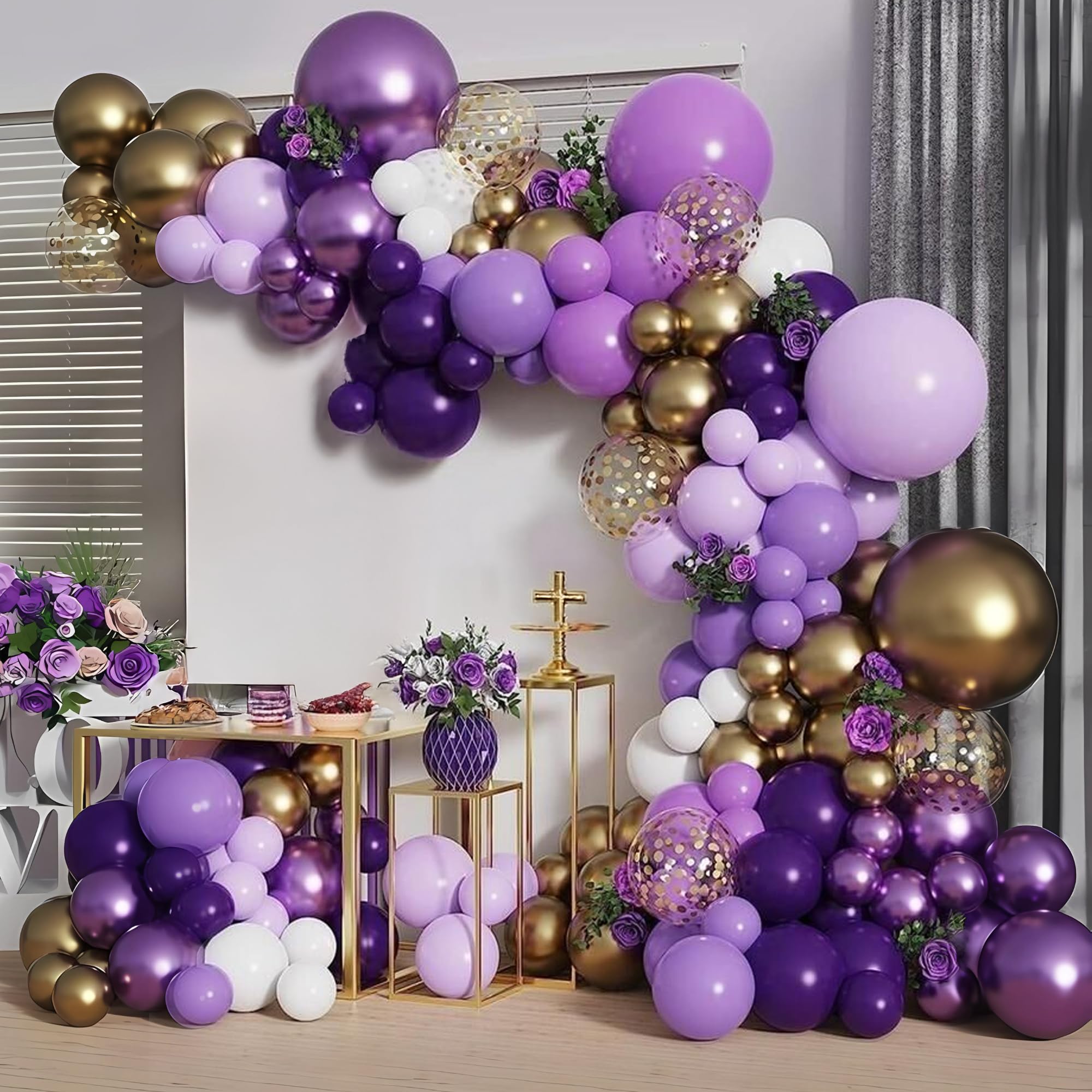White & Purple Chrome Balloons-62pcs