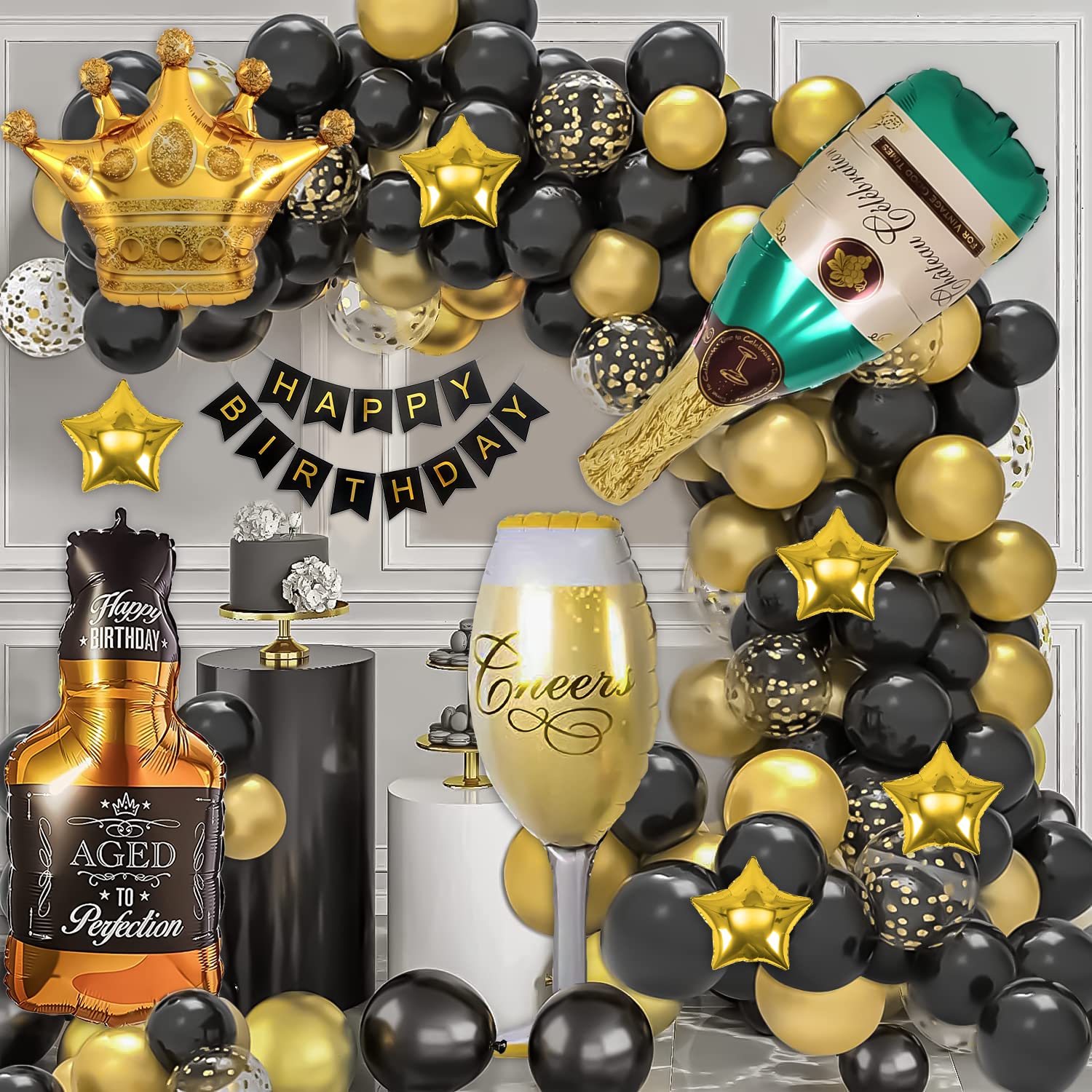 Black & Gold DIY Birthday Decoration Kit
