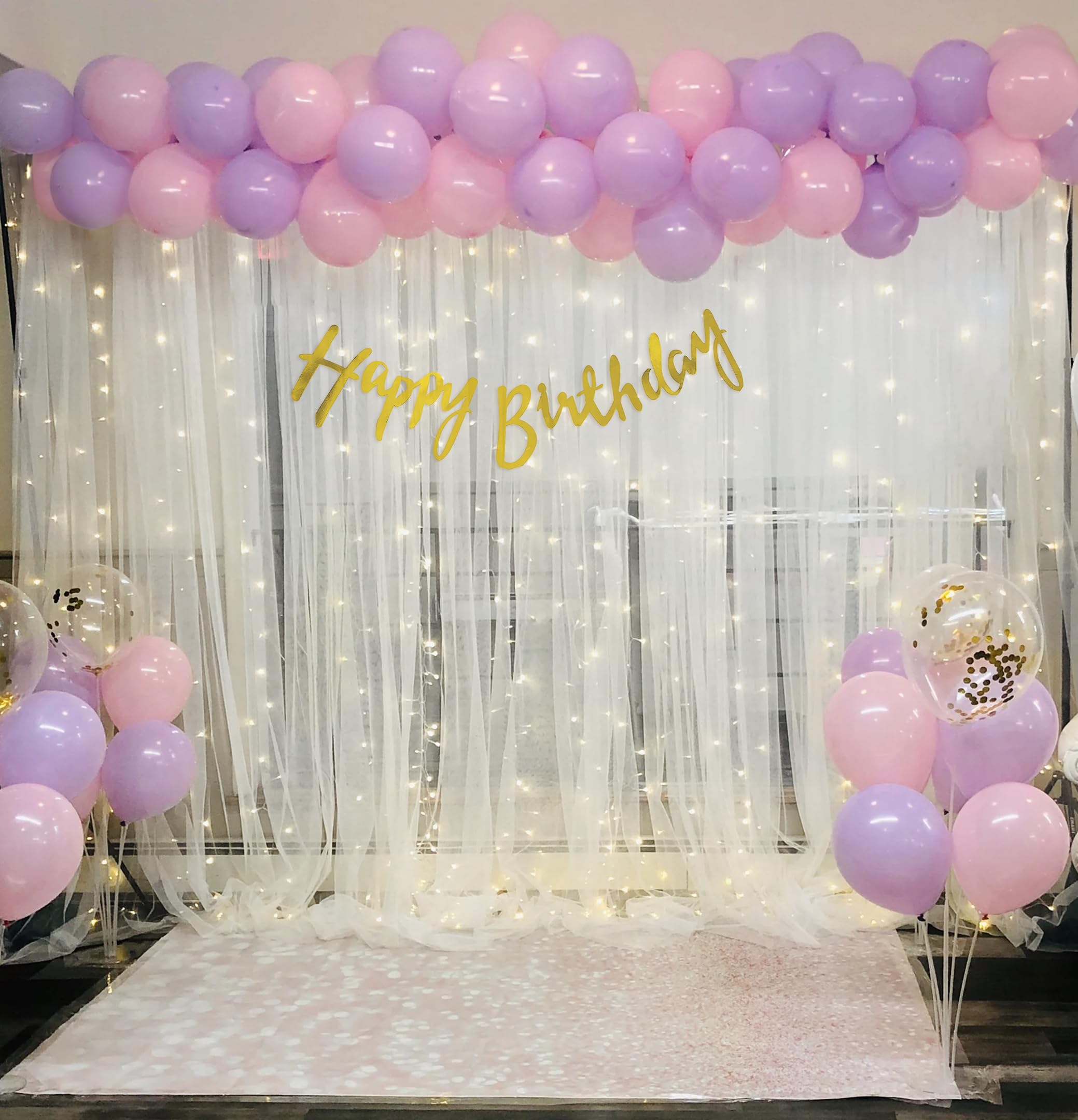 pink and purple theme birthday decoration