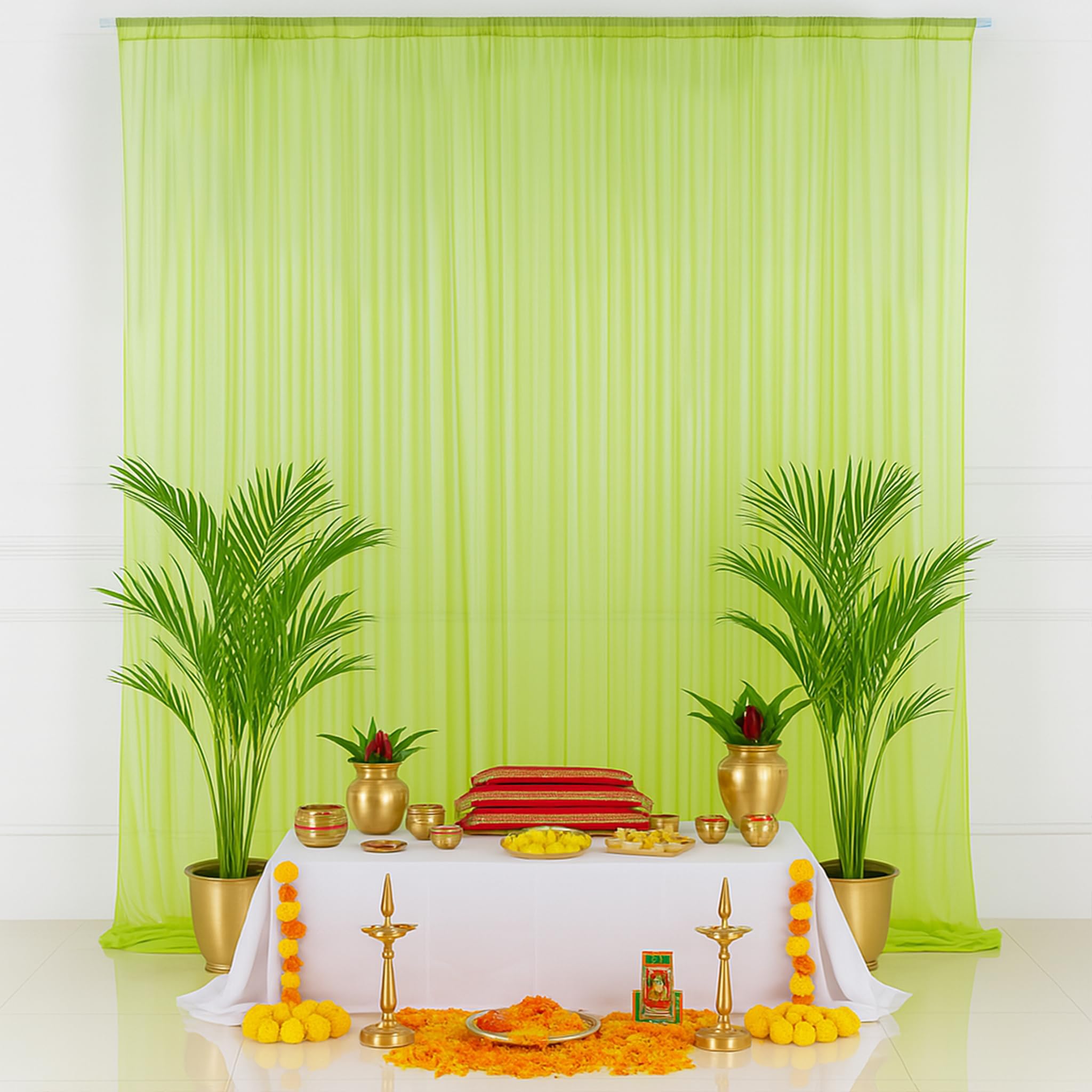 Light Green Chiffon Ganpati curtain