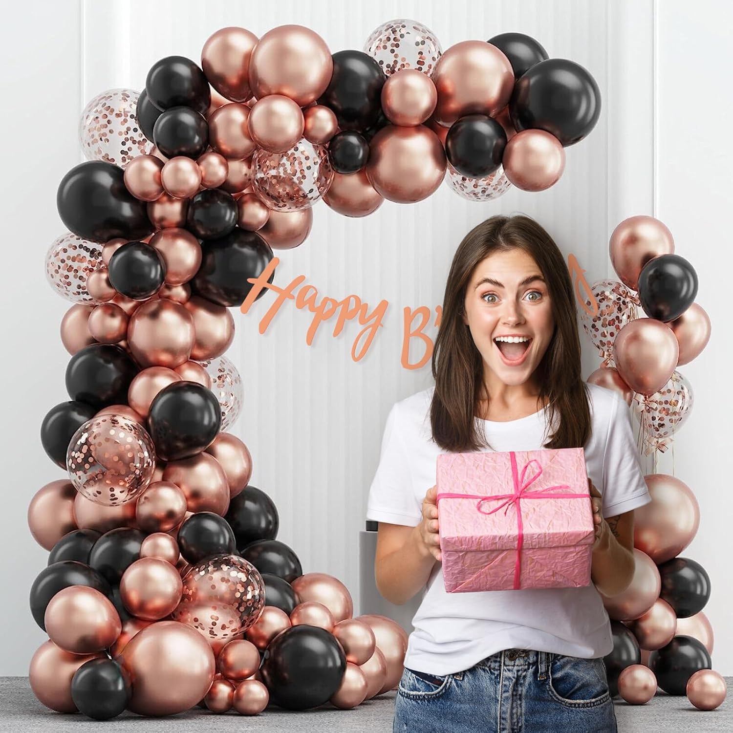 Black & Rose Gold Balloons for Birthday Decoration