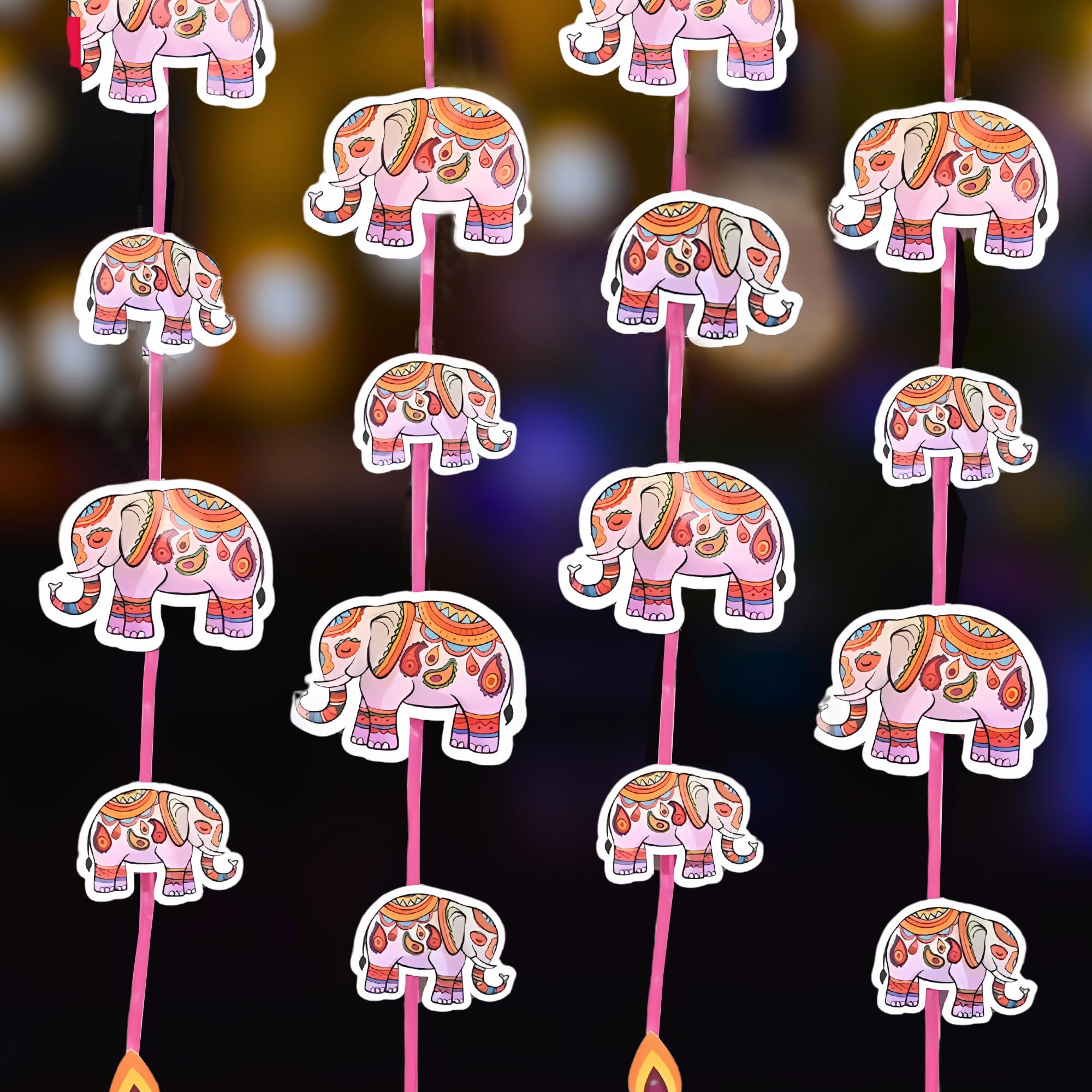 Elephant Frill Wall Hanging for Diwali Decoration - Pack of 12