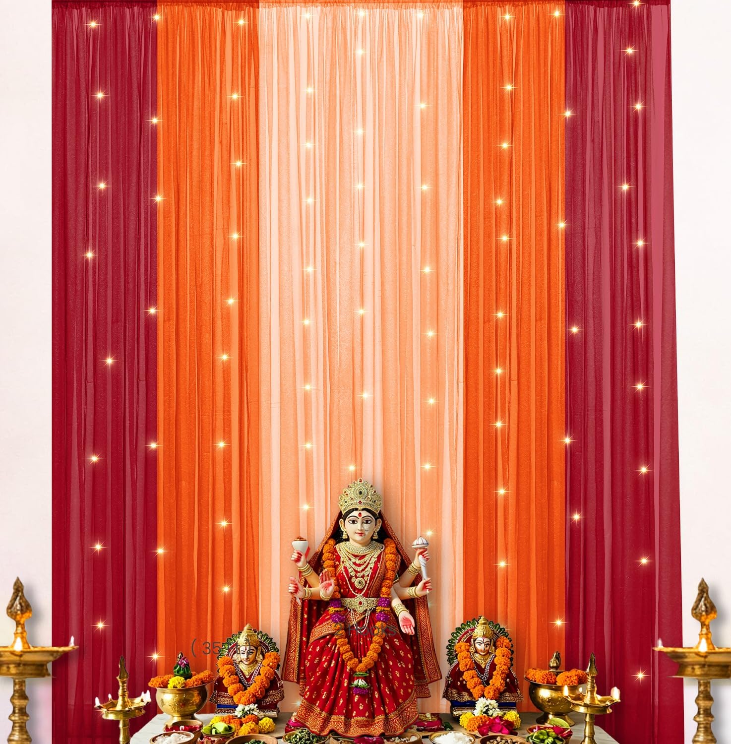 Orange, Red & Peach Curtain Backdrop