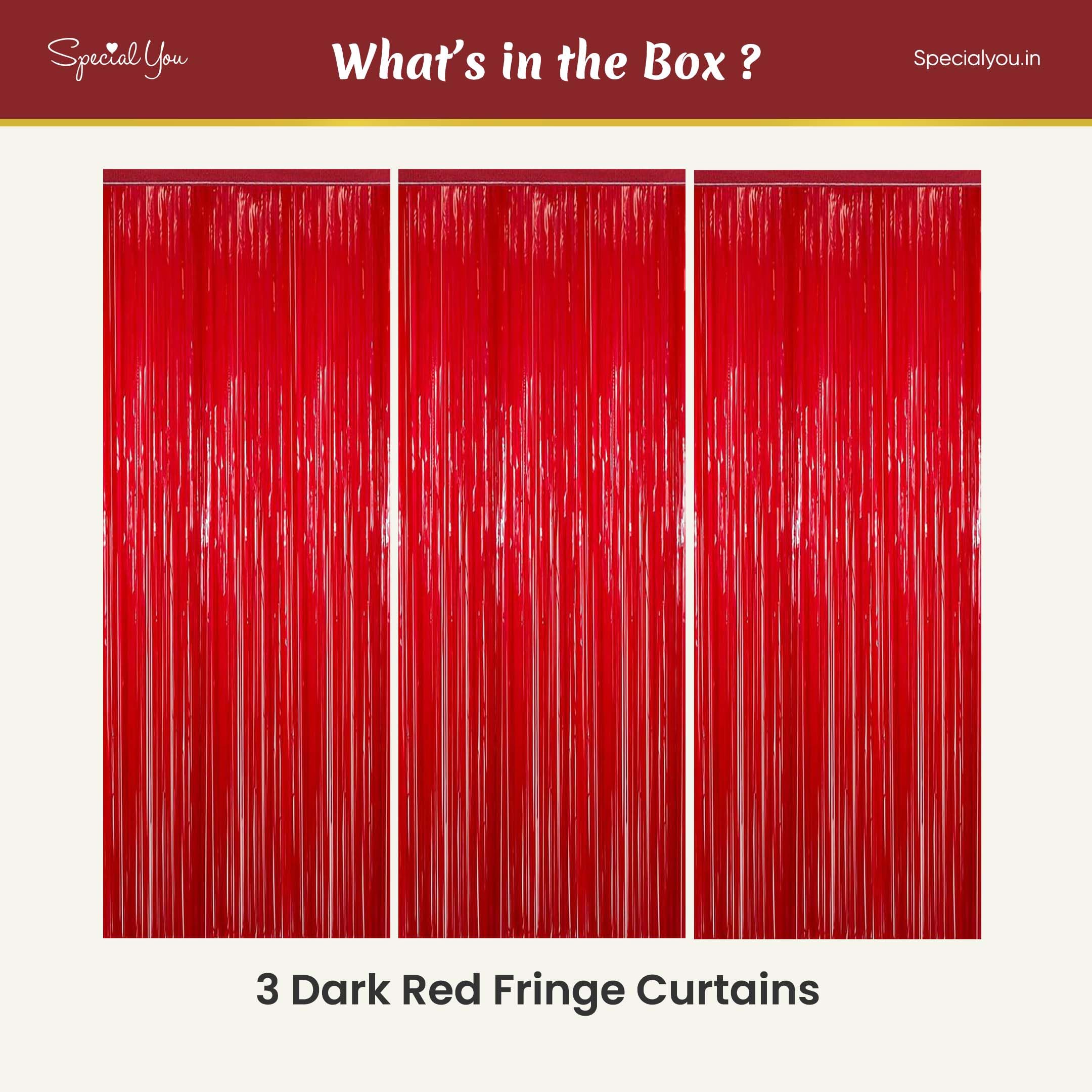 Red Tinsel Fringe Curtains