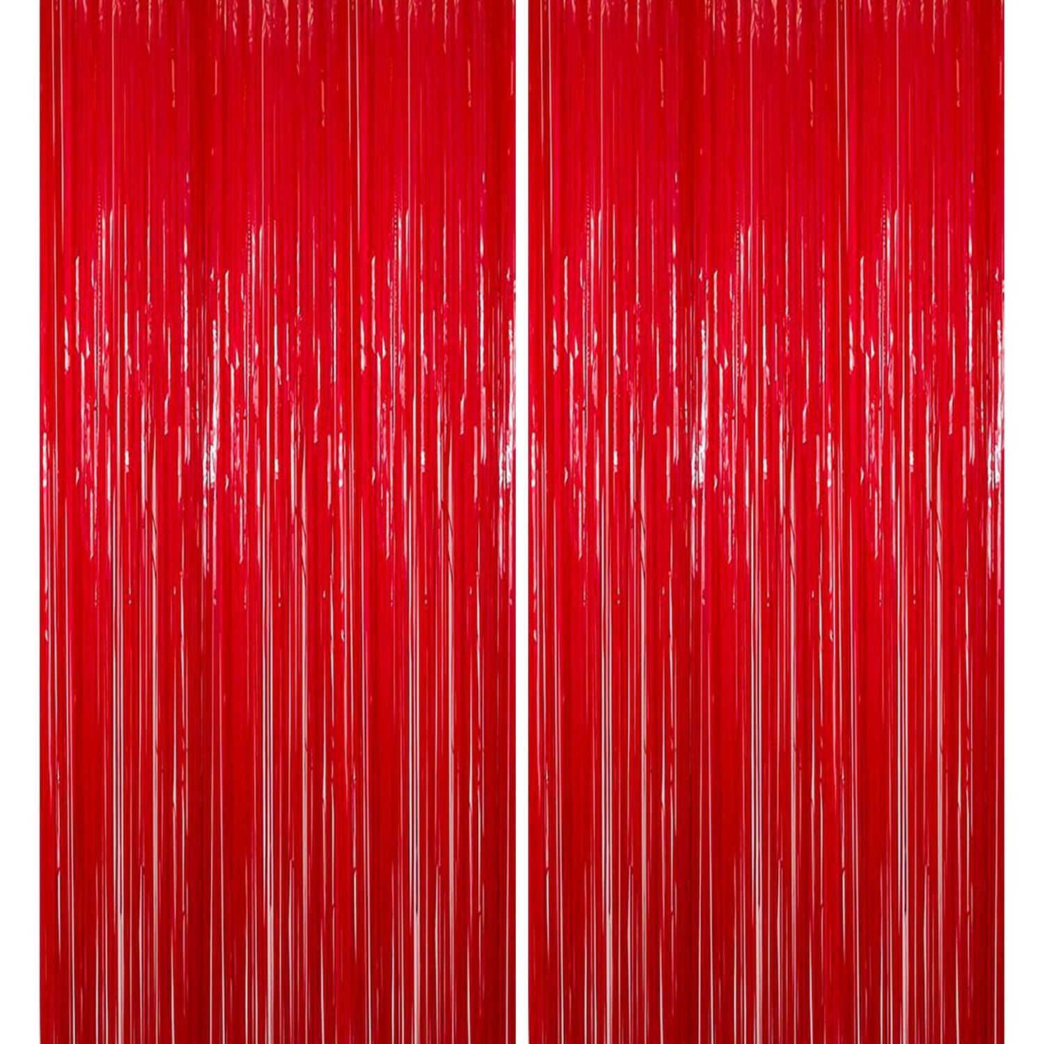 Red Tinsel Fringe Curtain