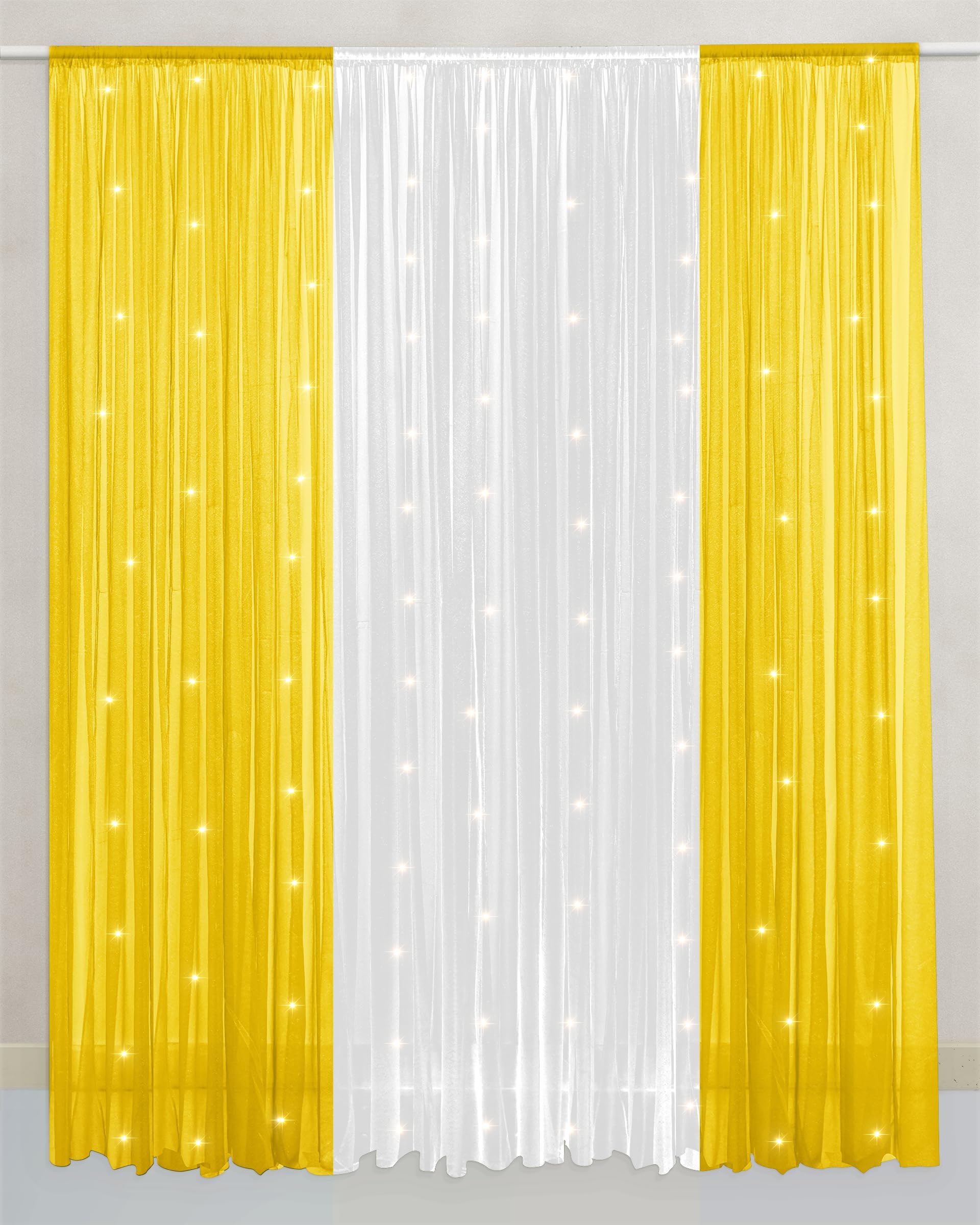 White & Yellow Curtains Backdrop